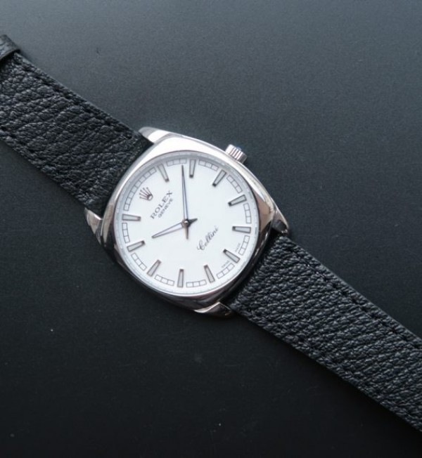 Replica Rolex Cellini Danaos 4243 SS White Dial Black Leather Strap A2824 - Top club