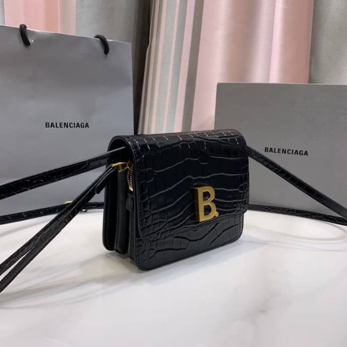 Balenciaga Crocodile Embossed Box Replica Shoulder Bag - Replicaclubs