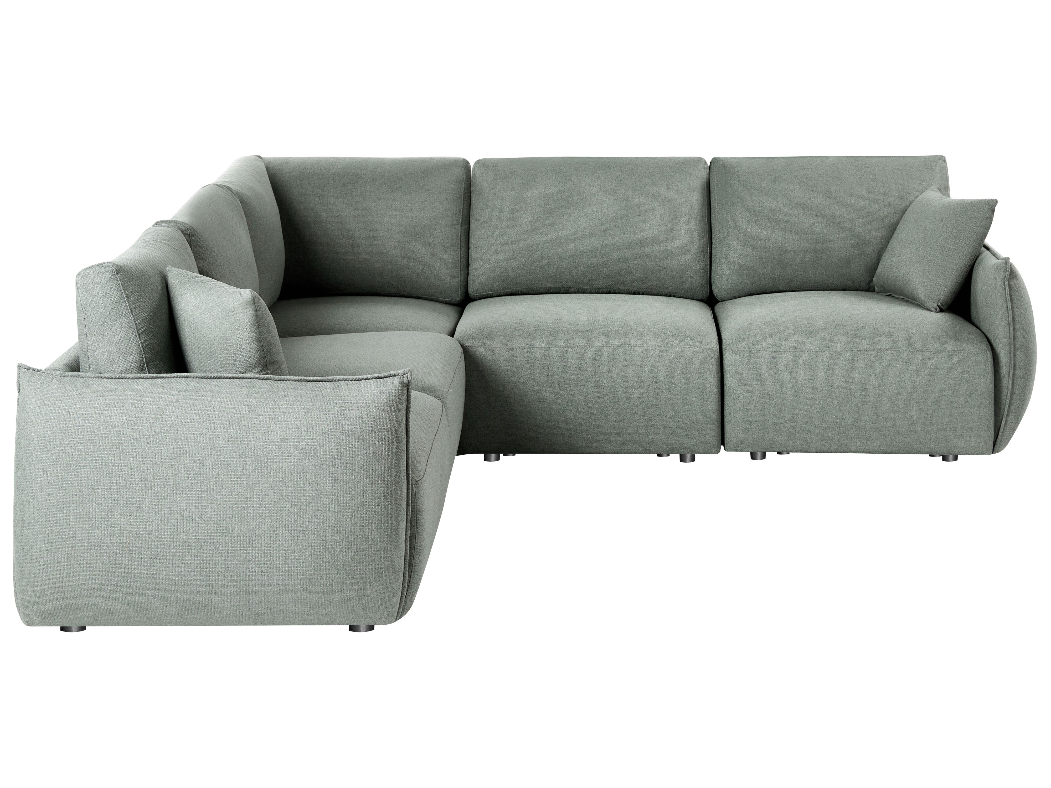 Modular Corner Sofa 5 Seater MESNALI Fabric Green Right Hand