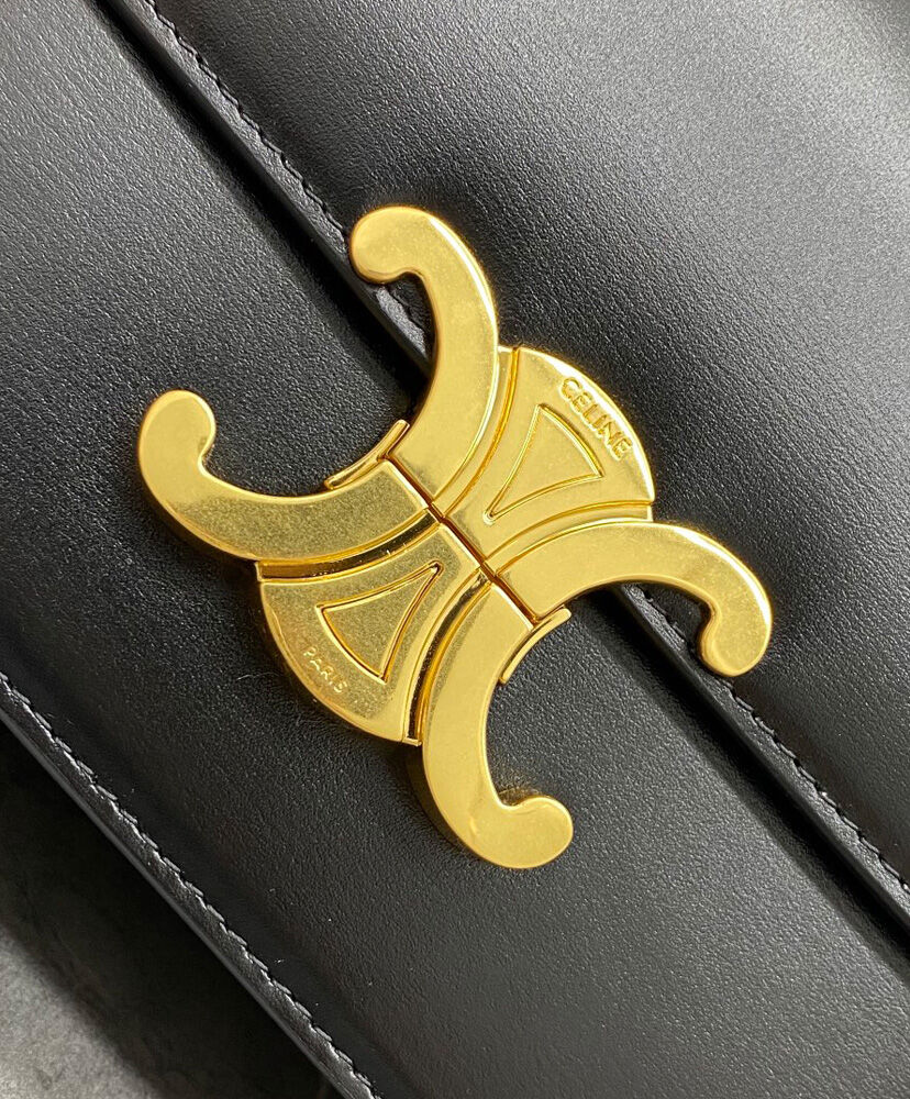Celine Teen Triomphe Bag In Shiny Calfskin Black1:1High-quality replica