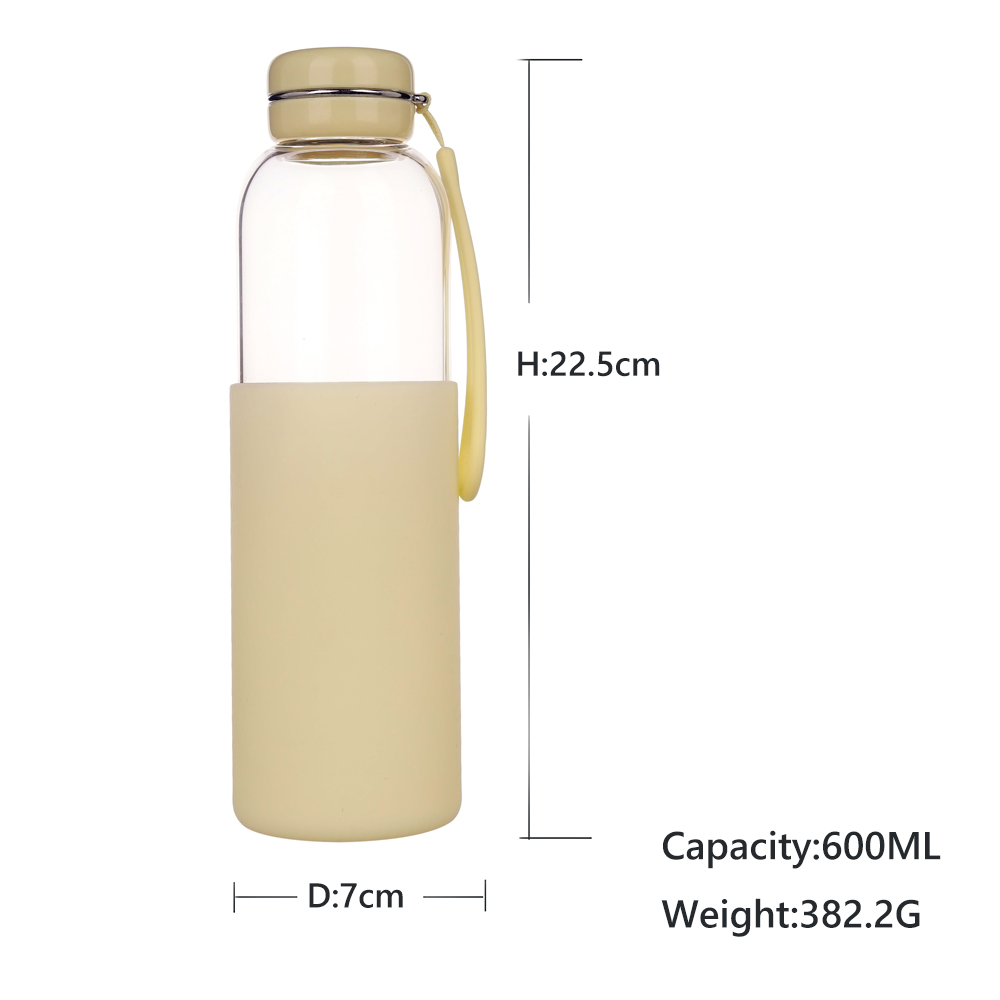 550ml Macarons Lid Silicone Sleeve High Borosilicate Glass Water Bottle Colorful Anti-cracking BPA Free Leak Proof Direct