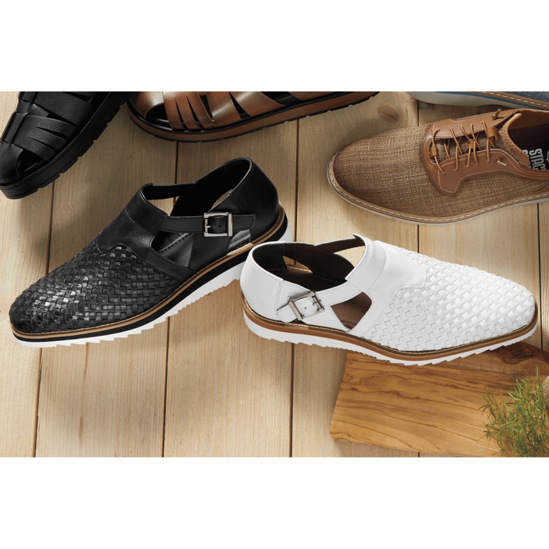 Alvarado Men's Woven Leather City Sandal with Memory Foam Footbed - MIDNIGHT VELVET CATALOG