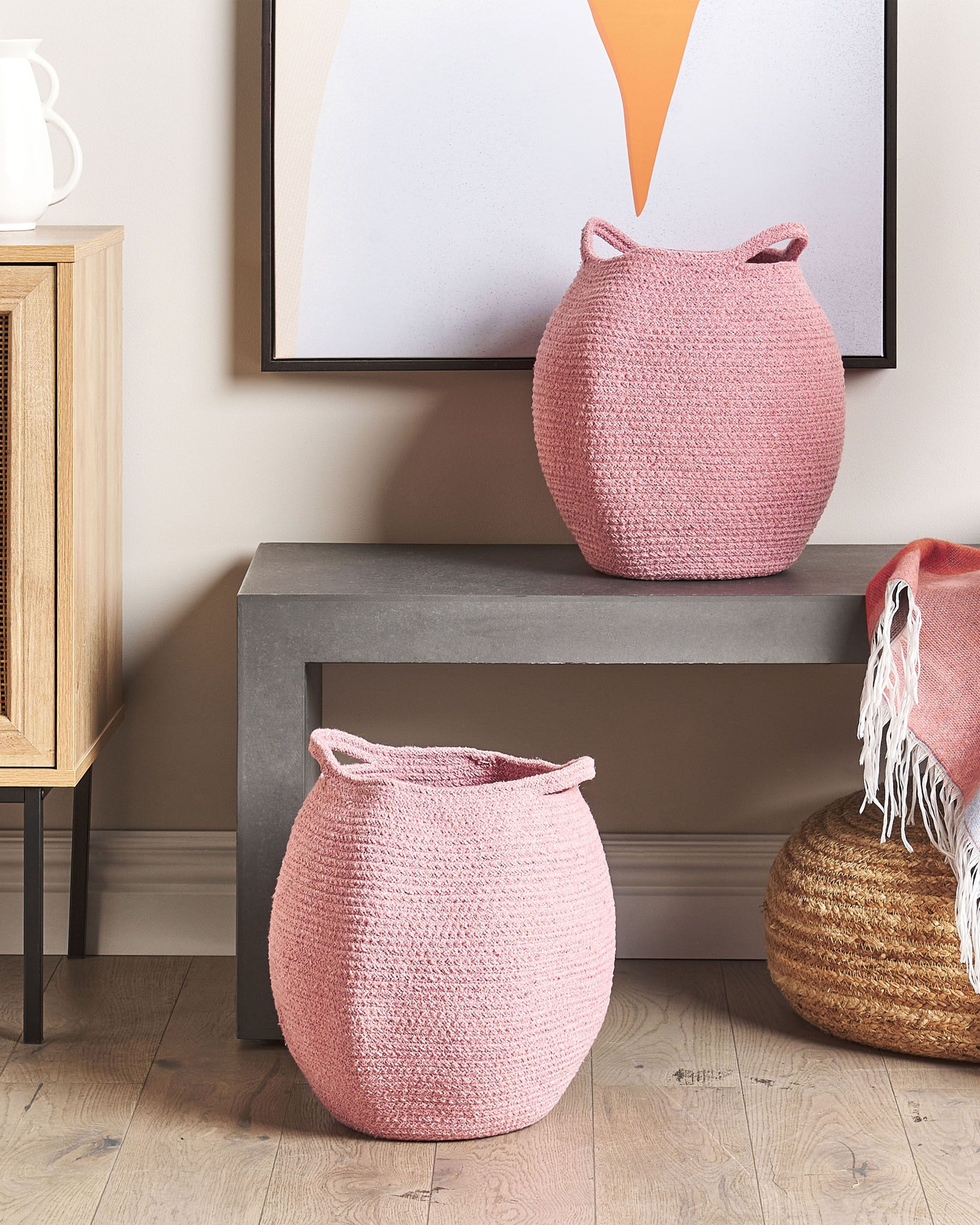 Set of 2 Baskets PANJGUR Cotton Pink
