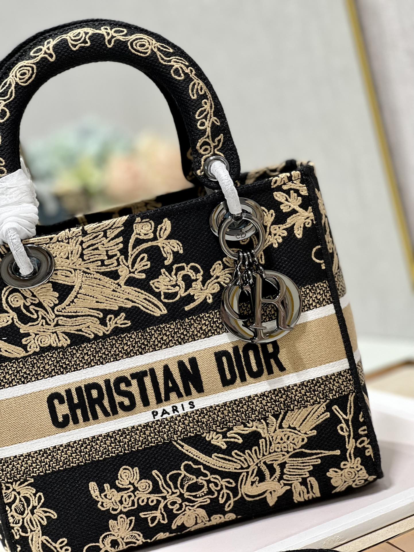 Medium Lady D-Lite Bag Beige For Women 9.5in/24cm1:1High-quality replica