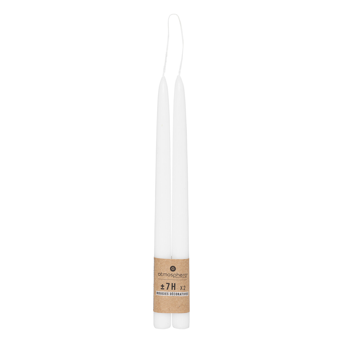 Set of 2 stick candles "Hugo" White, 70g