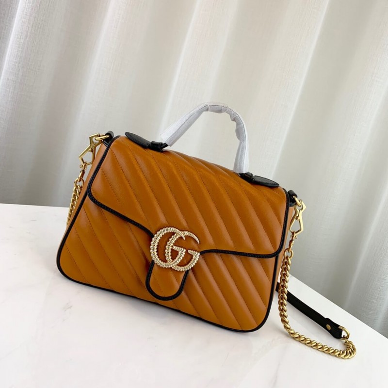 Replica Gucci Gg Marmont Small Top Handle Bag 498110 Cognac1:1High-quality replica