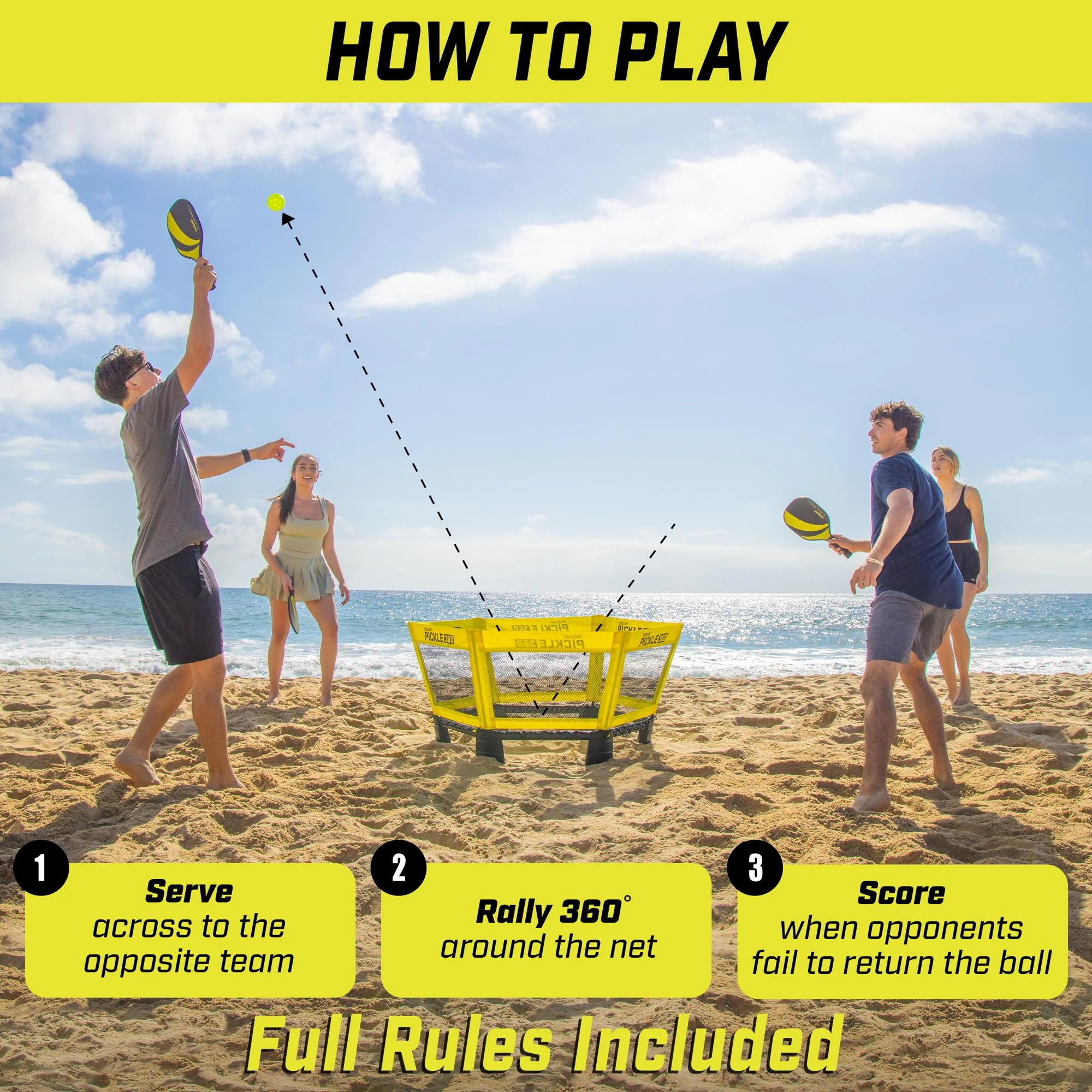 GoSports Pickle 360 Game Set - Pickleball Meets Roundnet - Outdoor Lawn, Beach Paddle Ball Game - Image 5