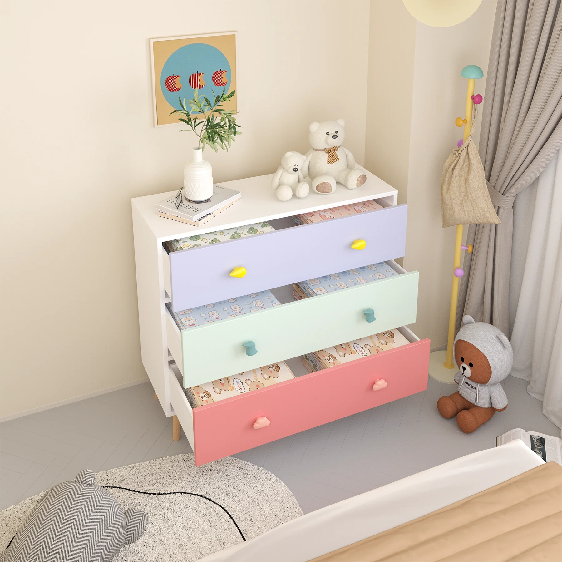 Miniyam Drawer Dresser with Glides & Safety Design for Kids, Colorful - Image 2