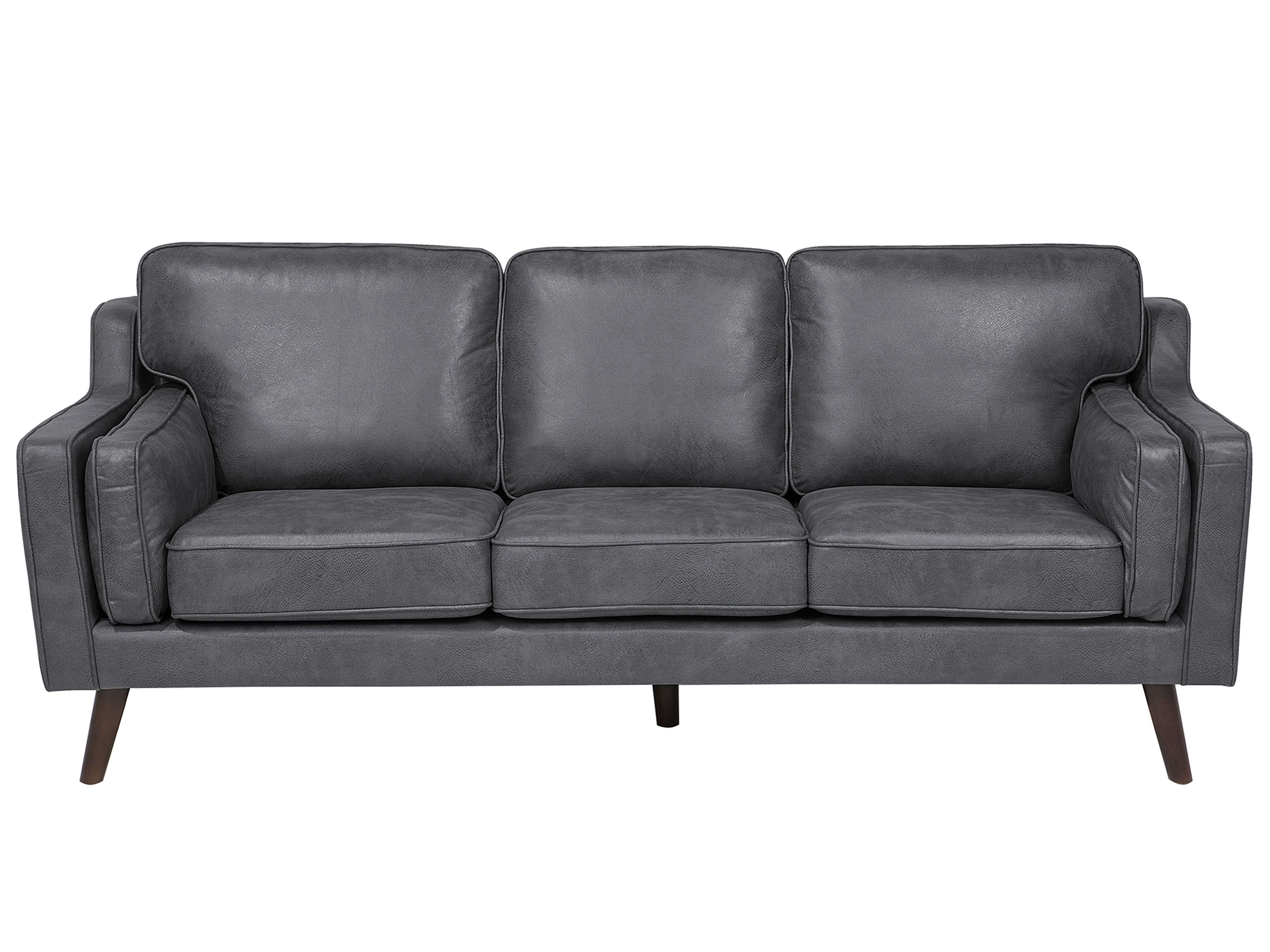Sofa 3 Seater LOKKA Faux Leather Grey