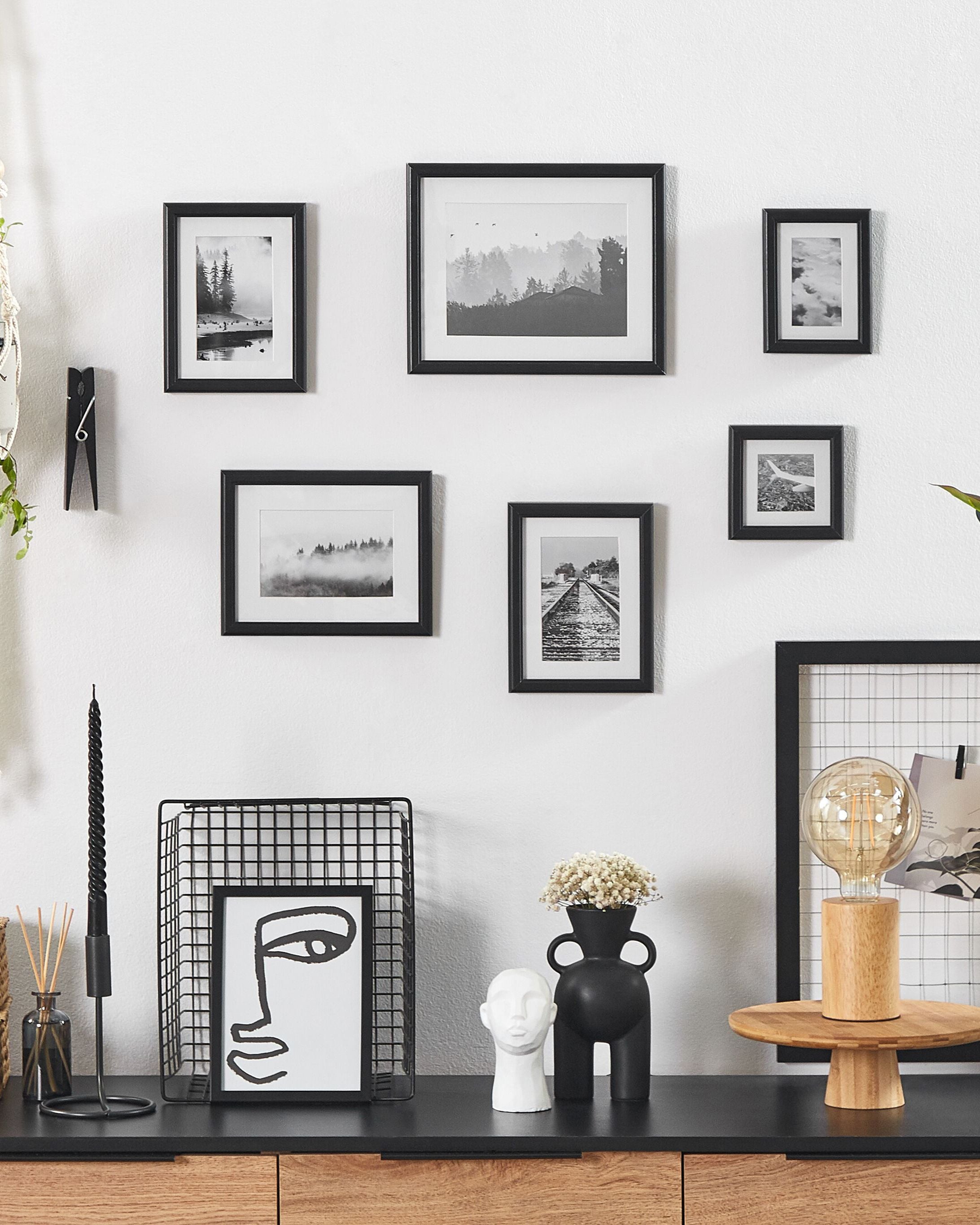 Set of 6 Photo Frames ZINARE Landscape Black