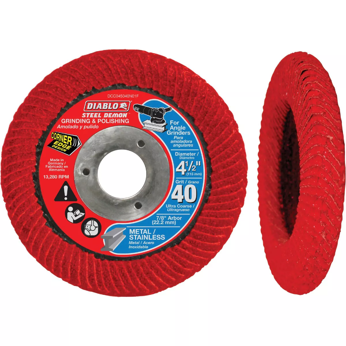 Diablo Steel Demon 4-1/2 In. x 7/8 In. 40-Grit Type 29 Corner-Edge Angle Grinder Flap Disc