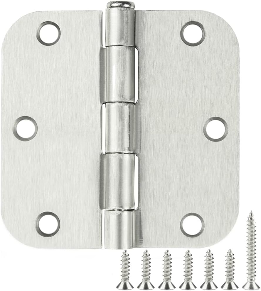 42 Pack Rounded Door Hinges Brushed Nickel 3.5 inch x 3-1/2