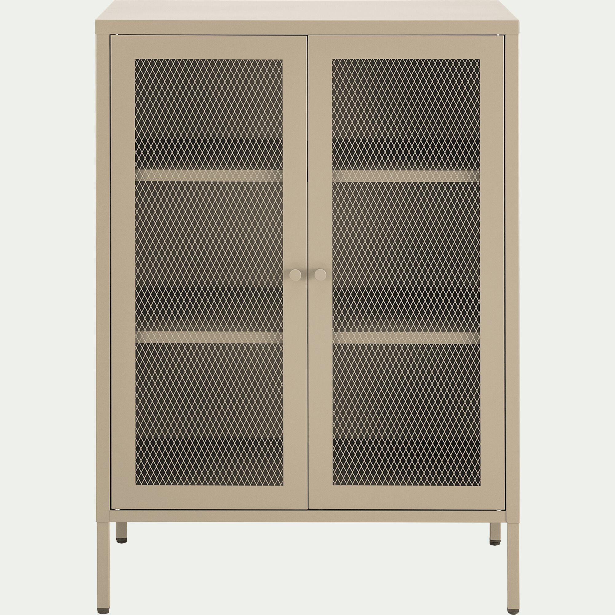 FAYNA - Buffet 2 portes battantes en acier - beige sable