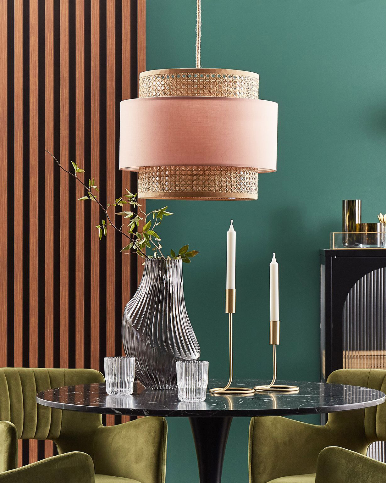 Pendant Lamp YUMURI Rattan Peach Pink