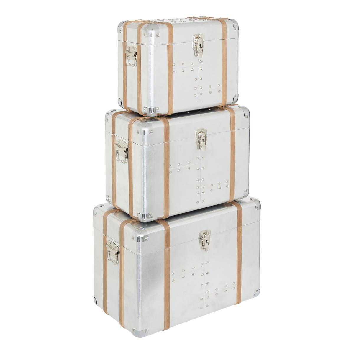 Set of 3 "Sky" trunks Silver, 54x33 cm