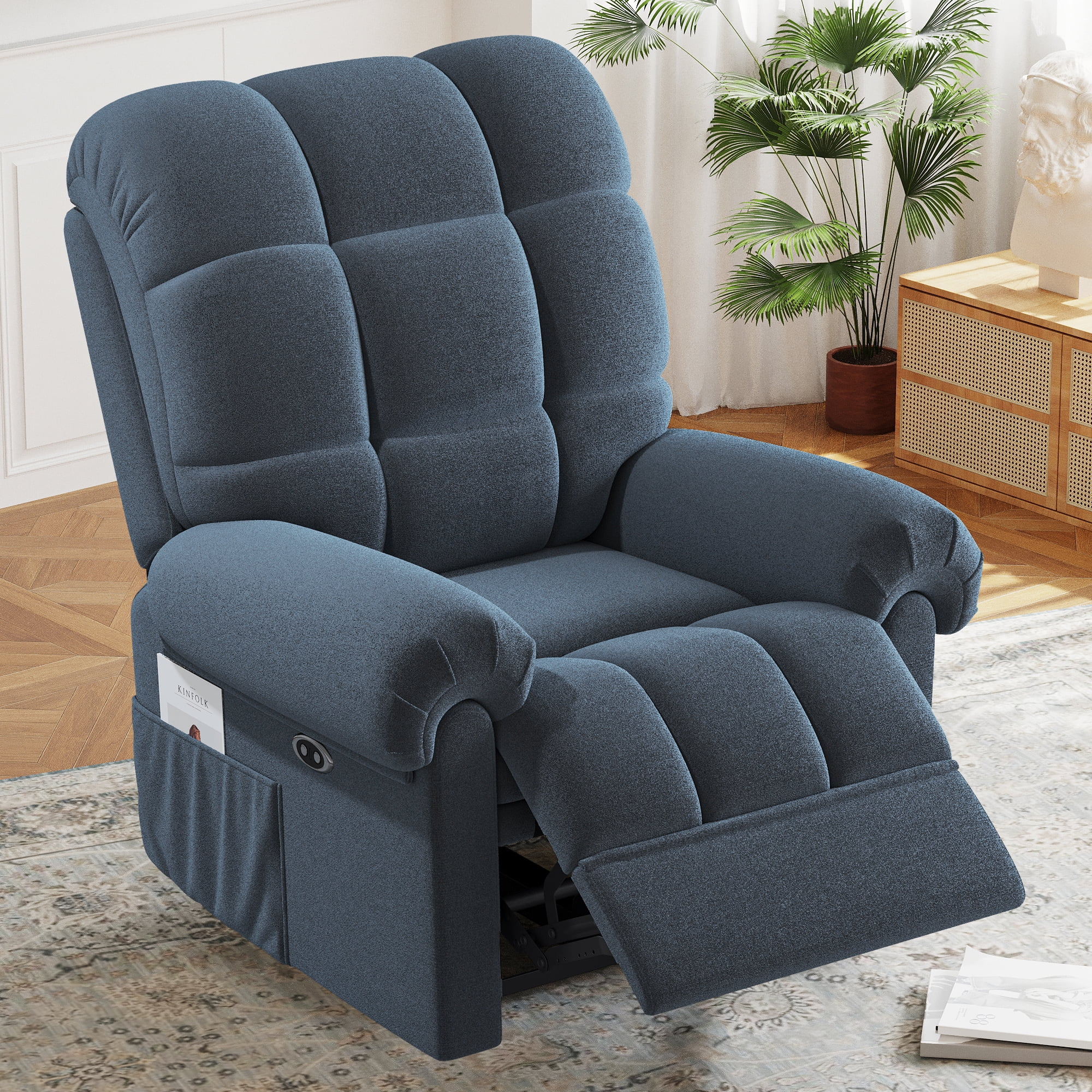 Power Recliner Chair,Electric Recline Sofa Chair for Adults with USB Port,Comfy Teddy Fleece Adjustable Cloud Sofa,Tool-Free Setup,Beige White - Image 17