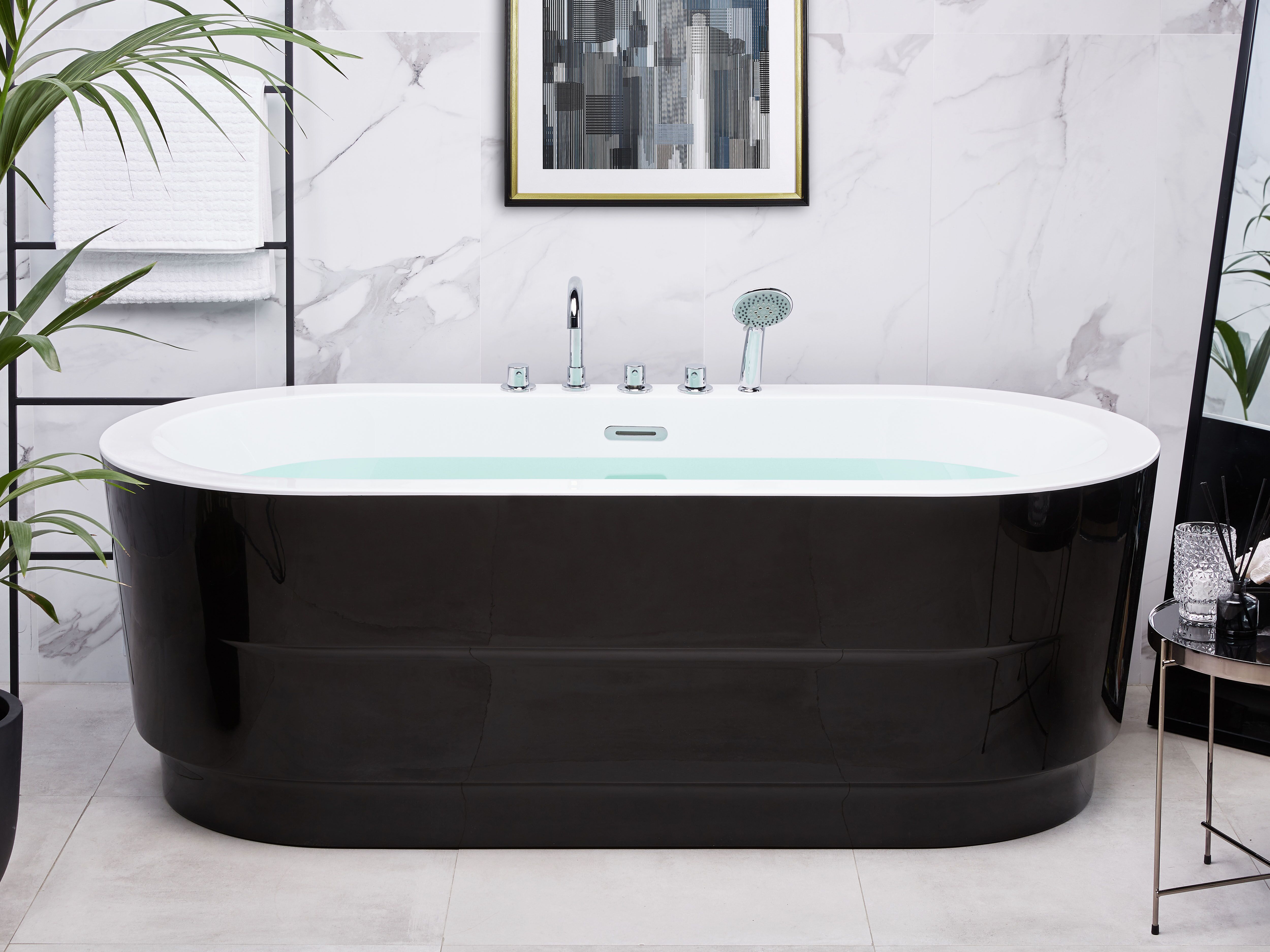 Freestanding Bathtub EMPRESA with Fixtures 1700 x 800 mm Black