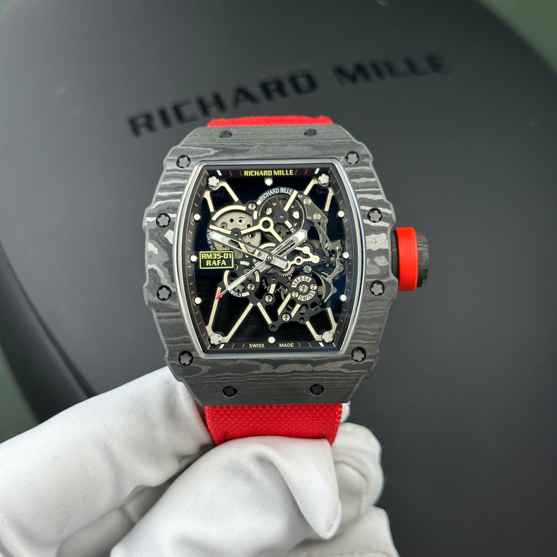 Richard Mille Replica Watches RM35-01 Rafael Nadal Carbon NTPT BBF Factory 44,5x50mm - Elite Watch Atelier