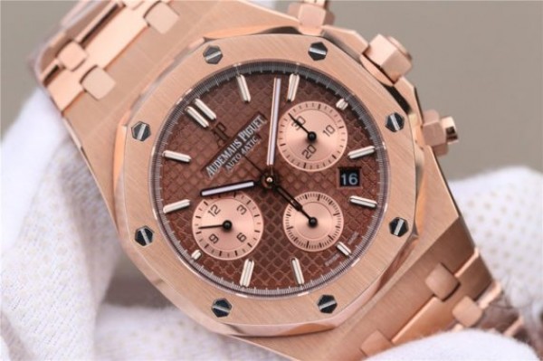 Replica Audemars Piguet Royal Oak Chronograph RG JHF Brown/RG Dial RG Bracelet A7750 - Top club