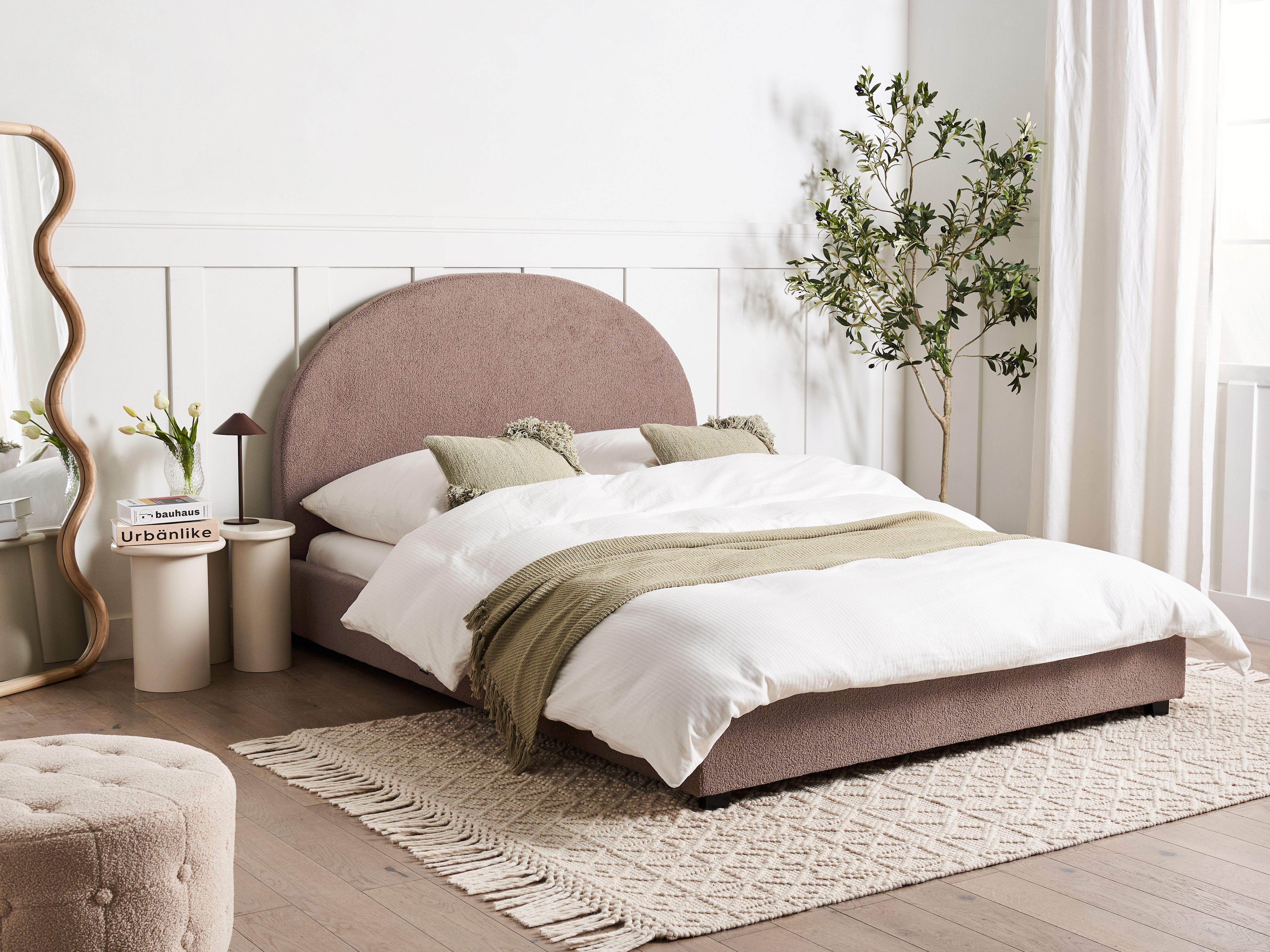 Bed Boucle VAUCLUSE 140 x 200 cm (EU Double) Taupe