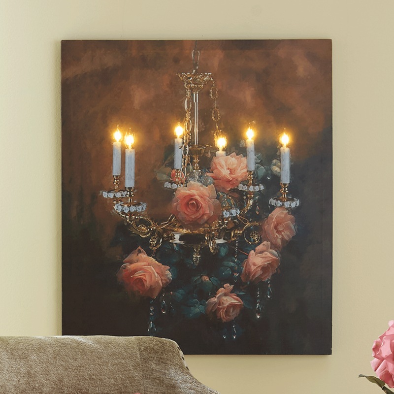 Lit Floral Chandelier Wall Art - MIDNIGHT VELVET CATALOG