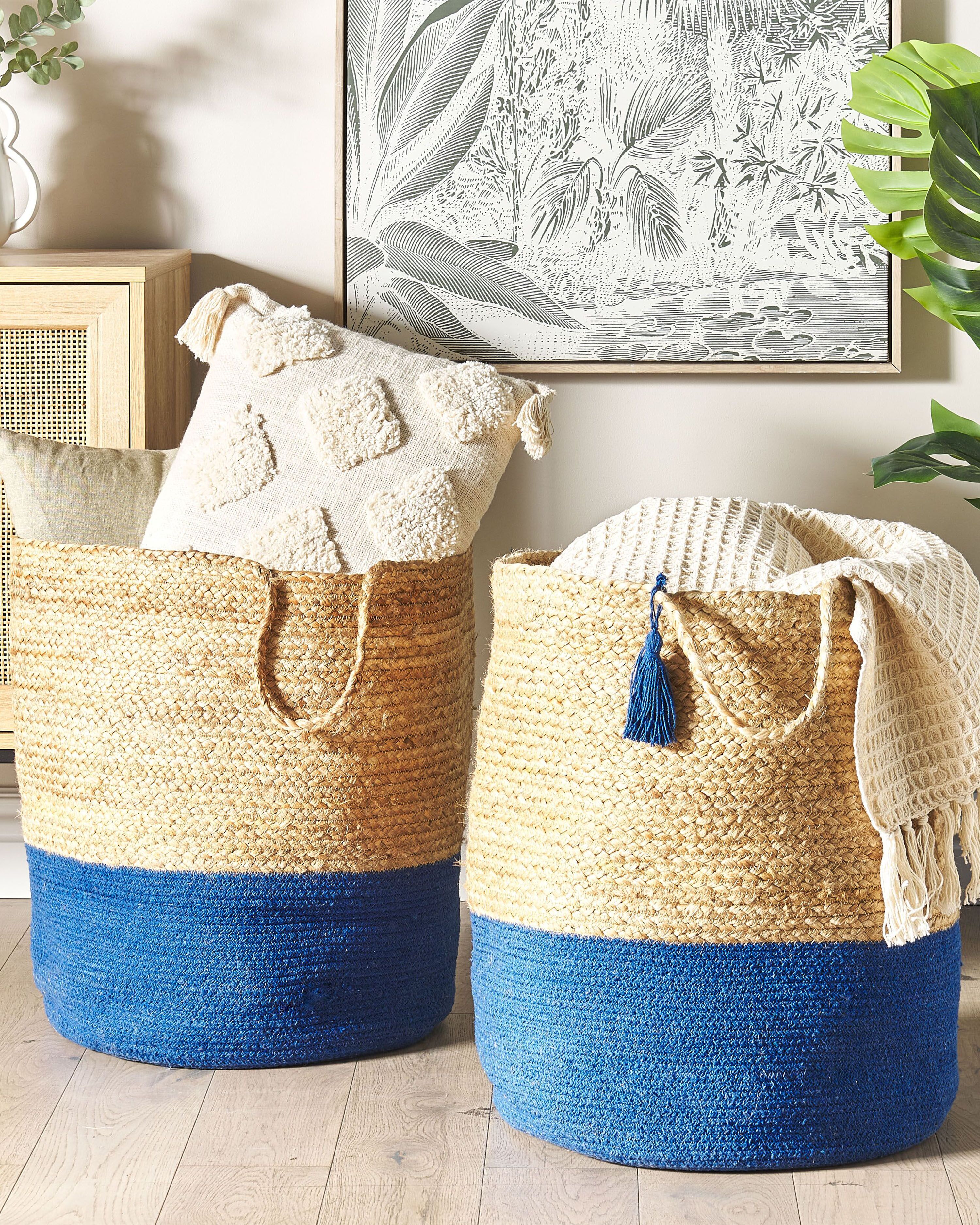 Set of 2 Baskets GAJAR Jute Navy Blue