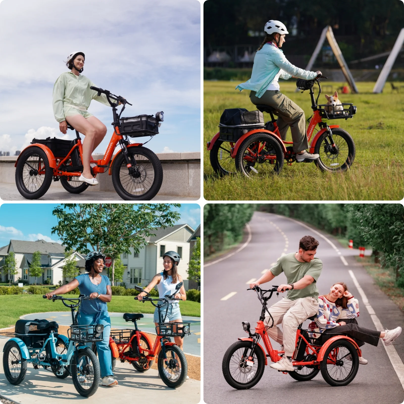 MOONCOOL TK1 Folding Electric Tricycle for Adults,48V 14.5Ah Removable battery, 500W(Peak 1000w)Motor, 20" Fat Tire Step-Thru 3Wheel Electric Bicycle w/Front&Rear Baskets, Certified to UL 2849 by SGS - Image 4