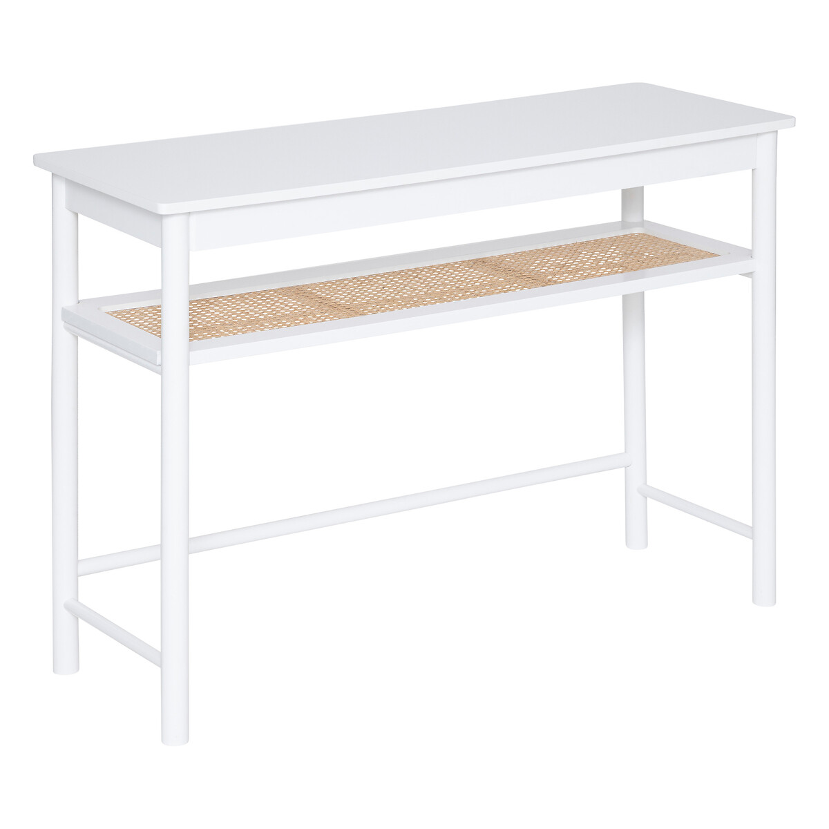 "Cabras" console table White wood, Rattan, L.110 cm