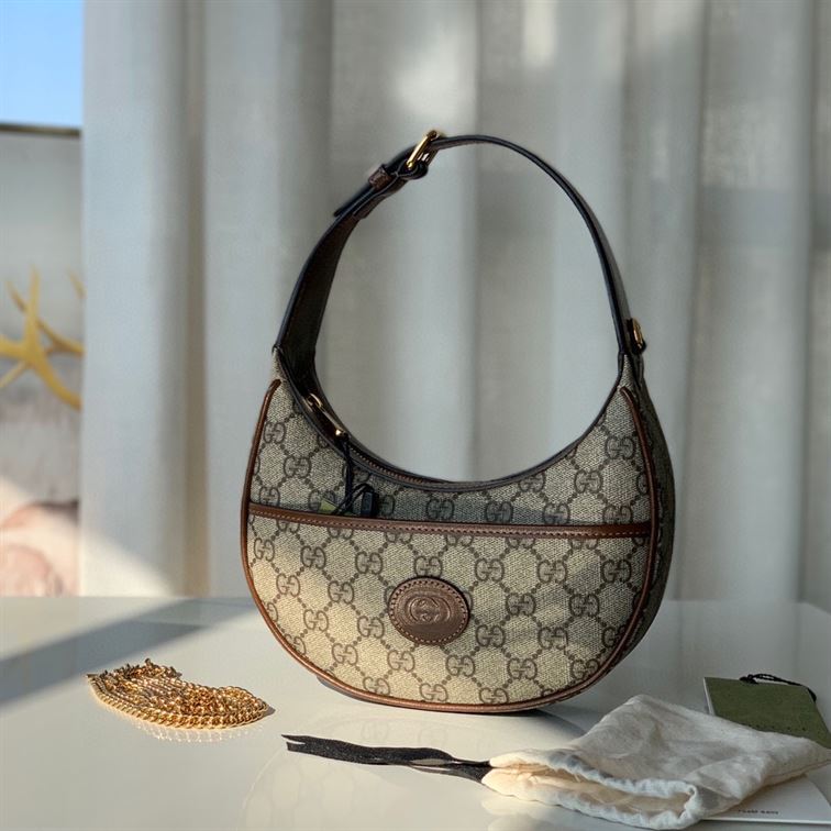 Half-moon-shaped mini bag with Interlocking G Beige and ebony – GB1161:1High-quality replica