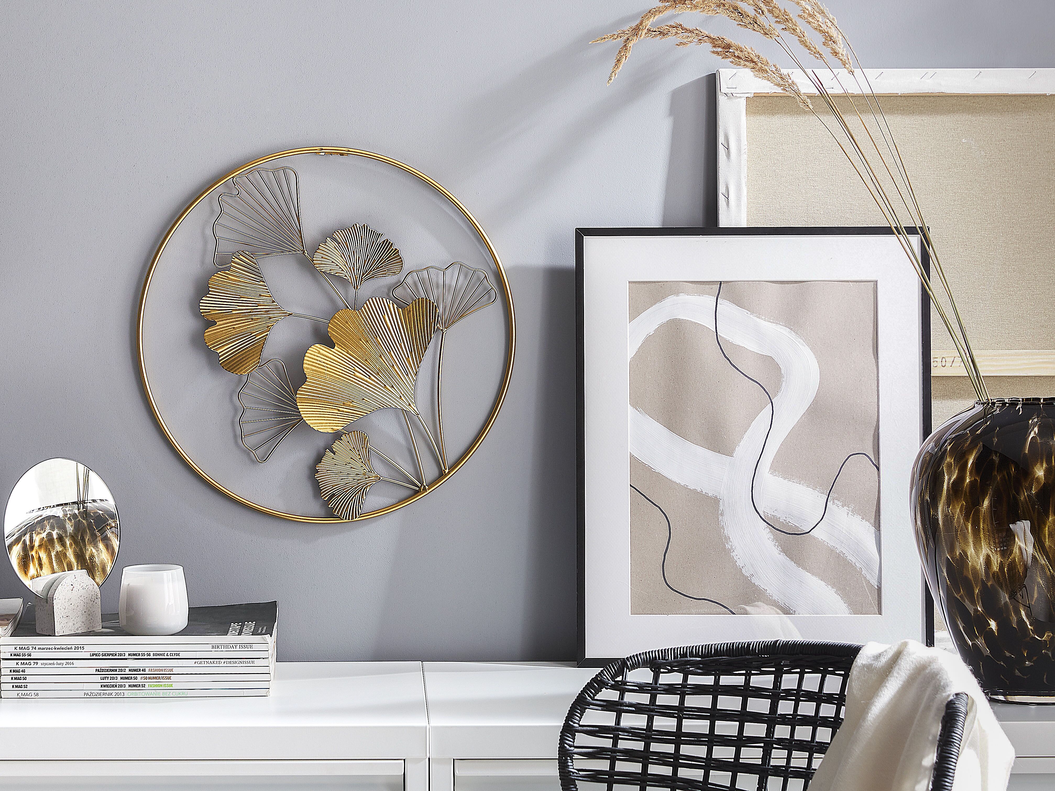 Wall Decor Flower BISMUTH Metal 45 cm Gold