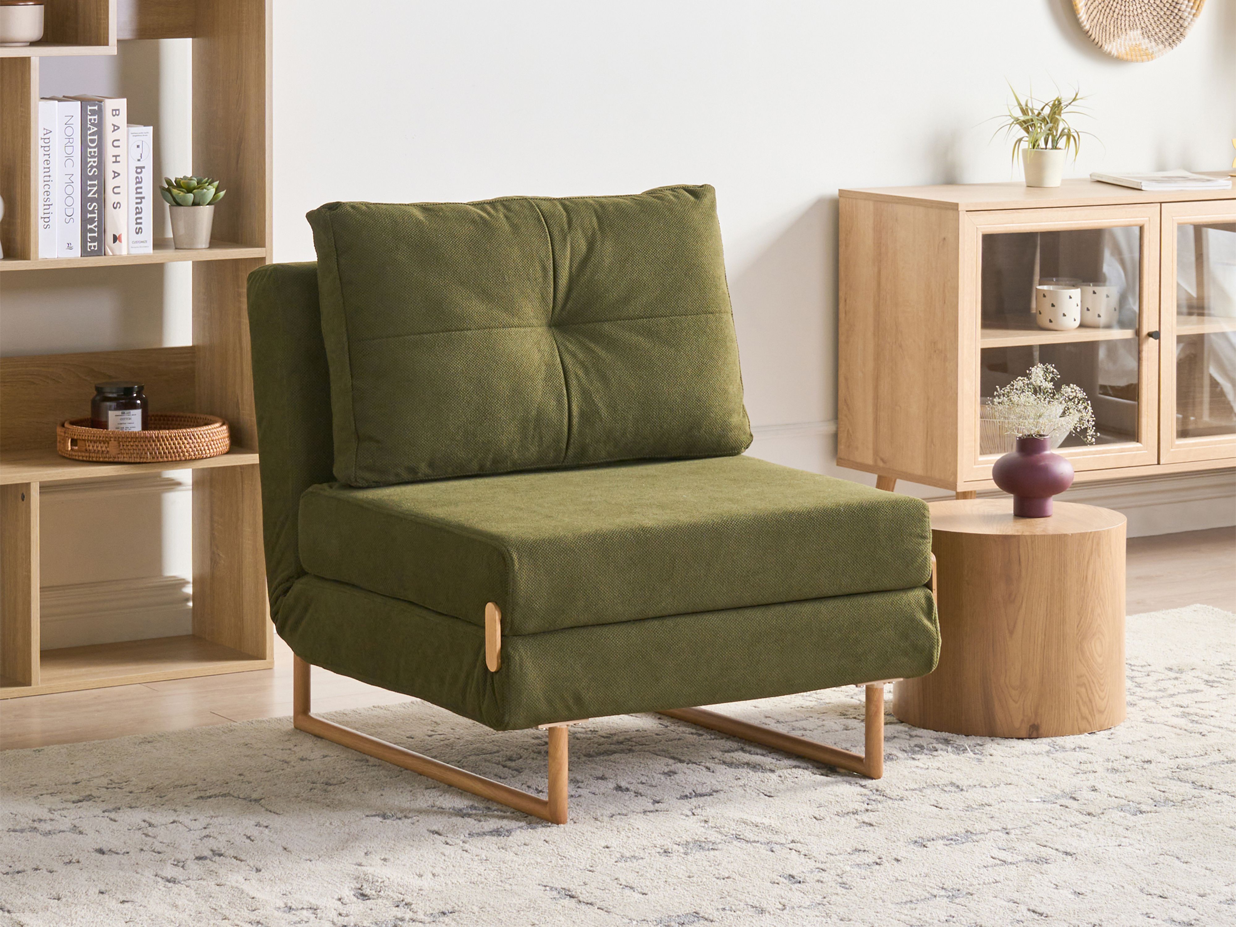 Single Sofa Bed JERSLEV Fabric Green