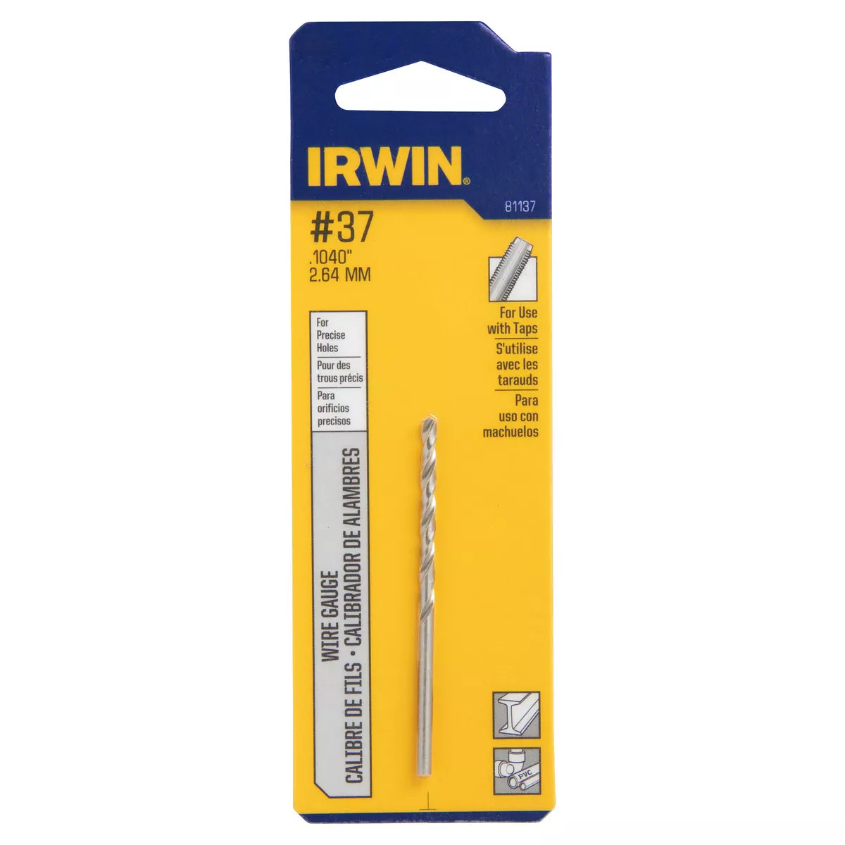 Irwin #37 Bright High Speed Steel Wire Gauge Drill Bit