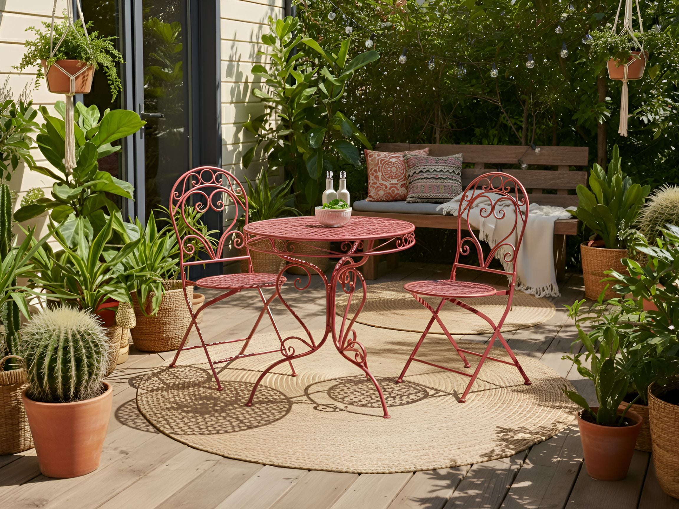 Bistro Table ALBINIA 70 cm 70 cm Metal Burgundy