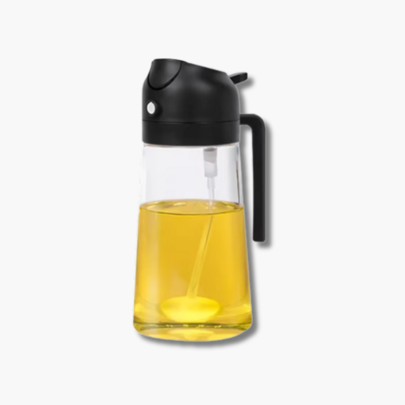 Olijfoliespuitfles 2-in-1 500 ml – Glas Spuitfles voor Nauwkeurig Koken met Fijne Nevelspray en Minimaliseer Olieverbruik