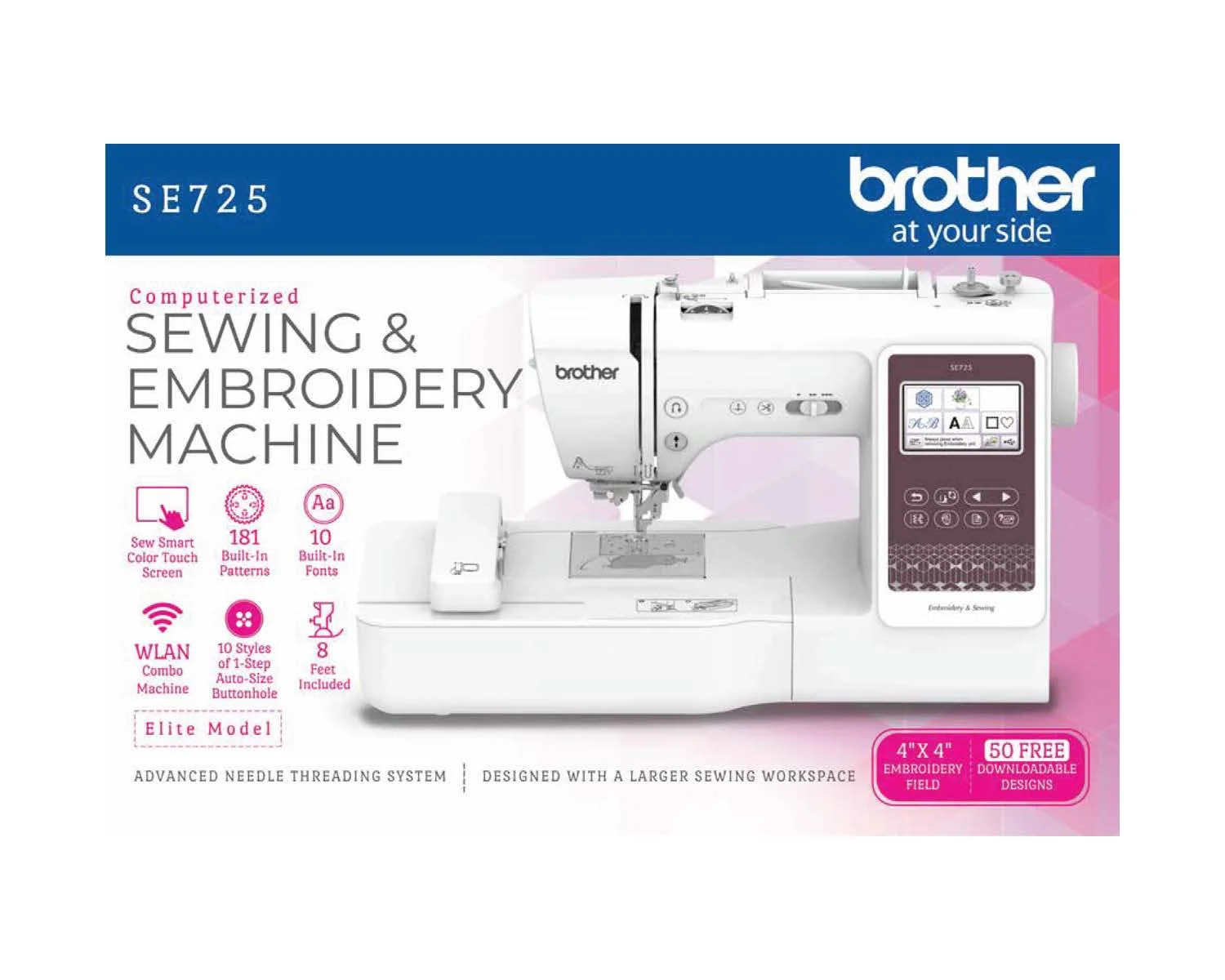Brother SE725 Sewing and Embroidery Machine with Artspira App, 50 Free Designs - Image 6
