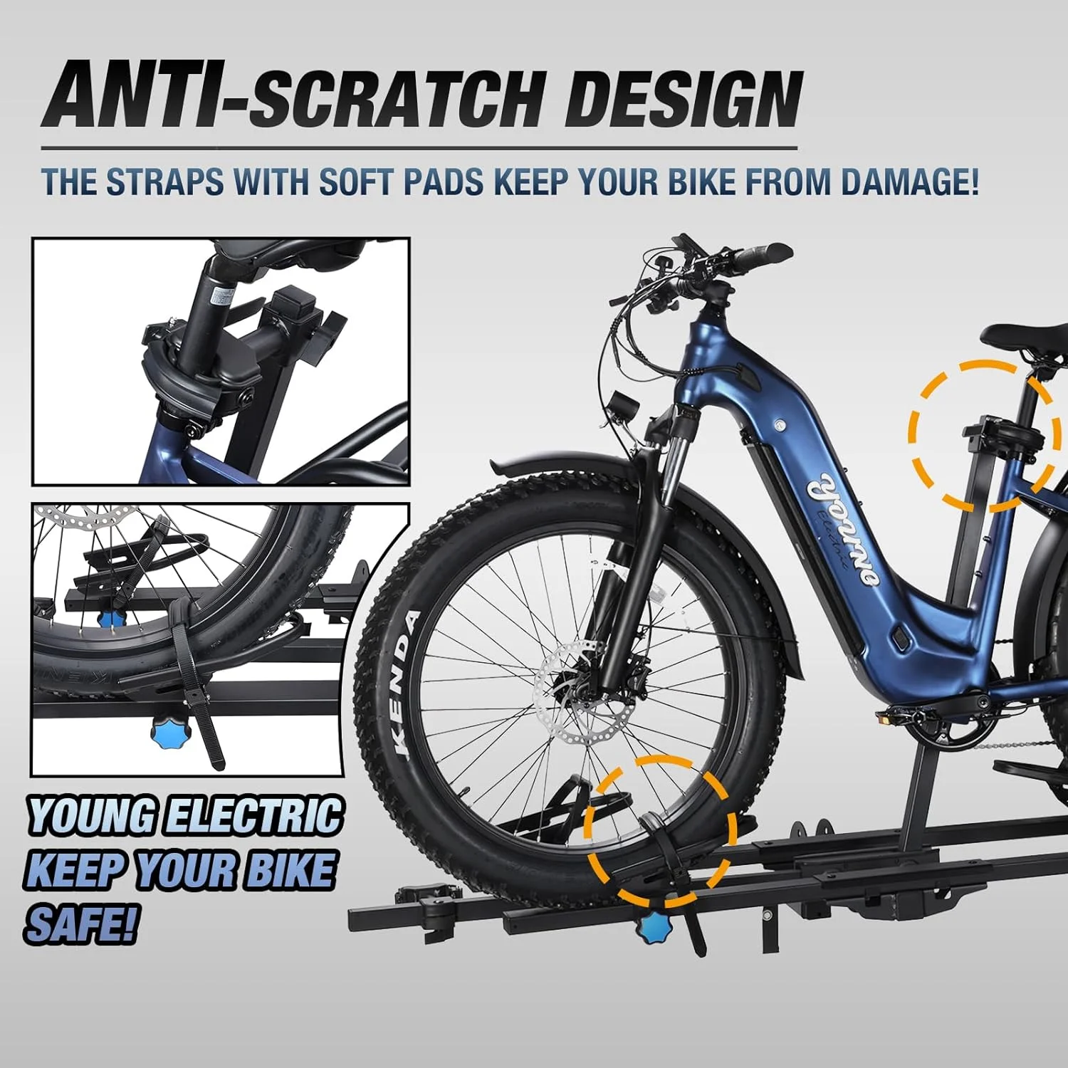 Young Electric Ebike Rack, 200lb Capacity, Alloy Steel Hitch Mount, Fits 5-Inch Fat Tire Bikes, 2-Inch Receiver - Image 46
