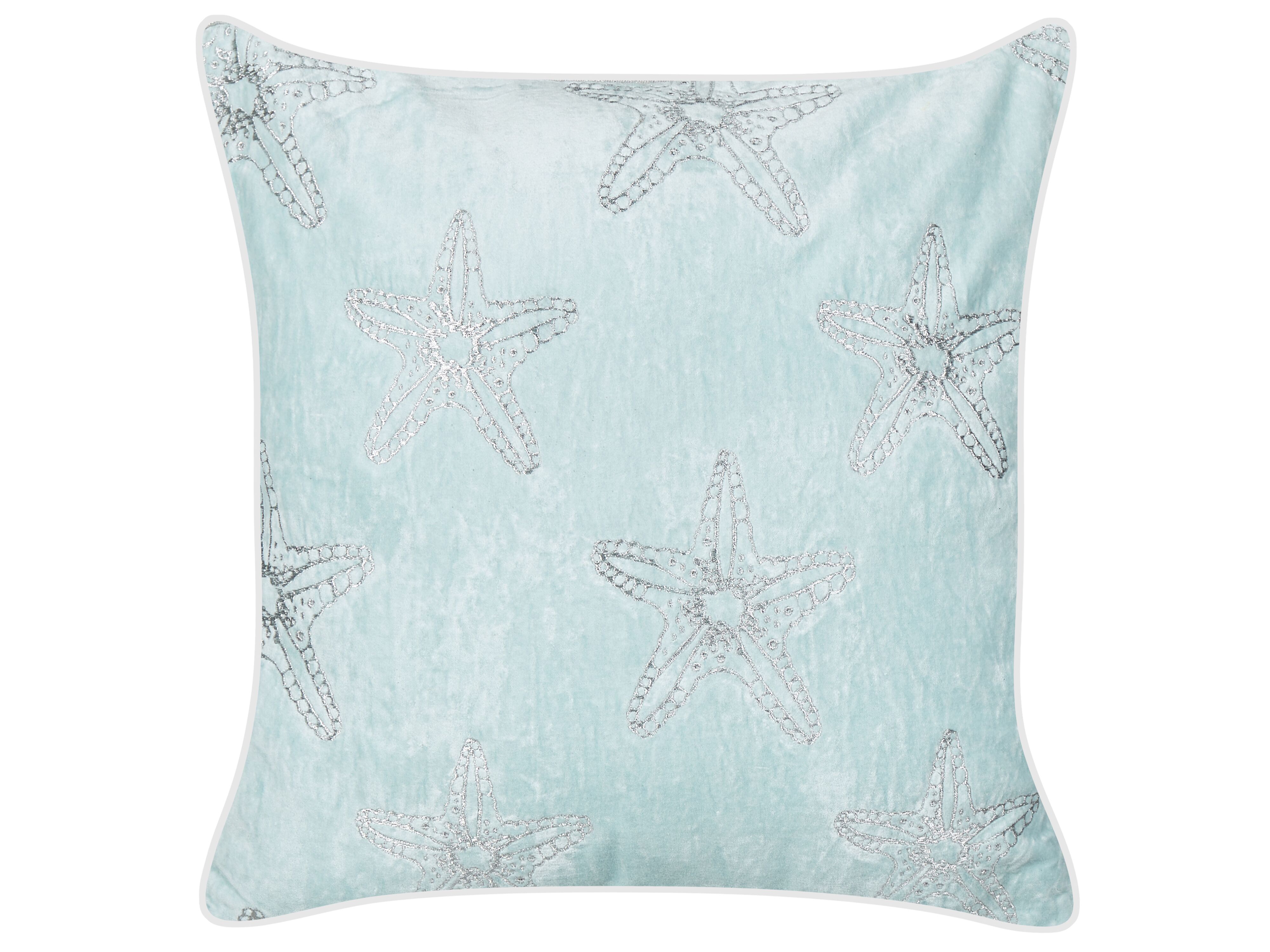 Throw Cushion CERAMIUM Velvet 45 x 45 cm Light Blue Floral Pattern