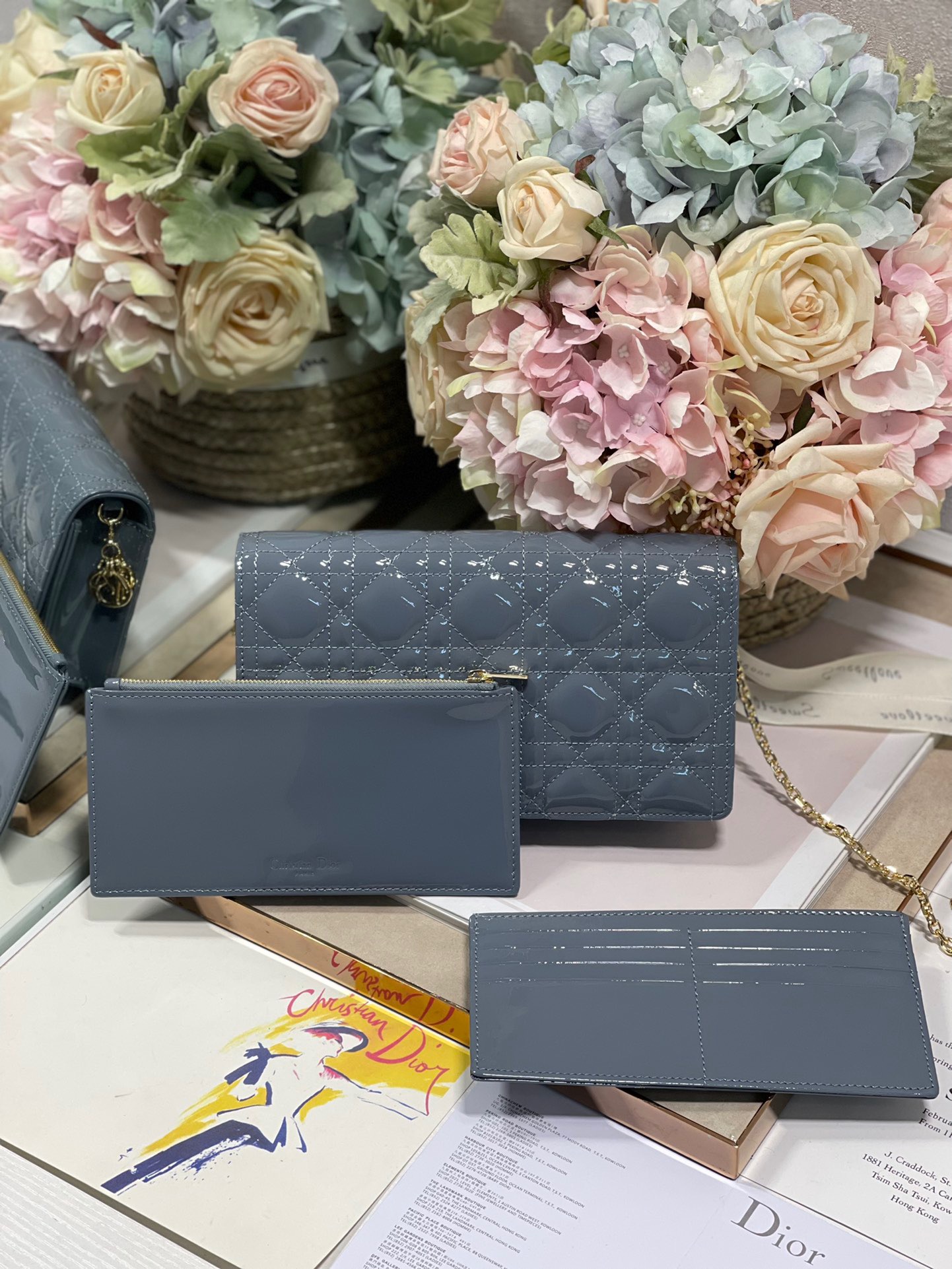 Christian Dior Lady Dior Pouch Smoky blue, For Women, Women’s Handbags 8.5in/21.5cm CD1:1High-quality replica