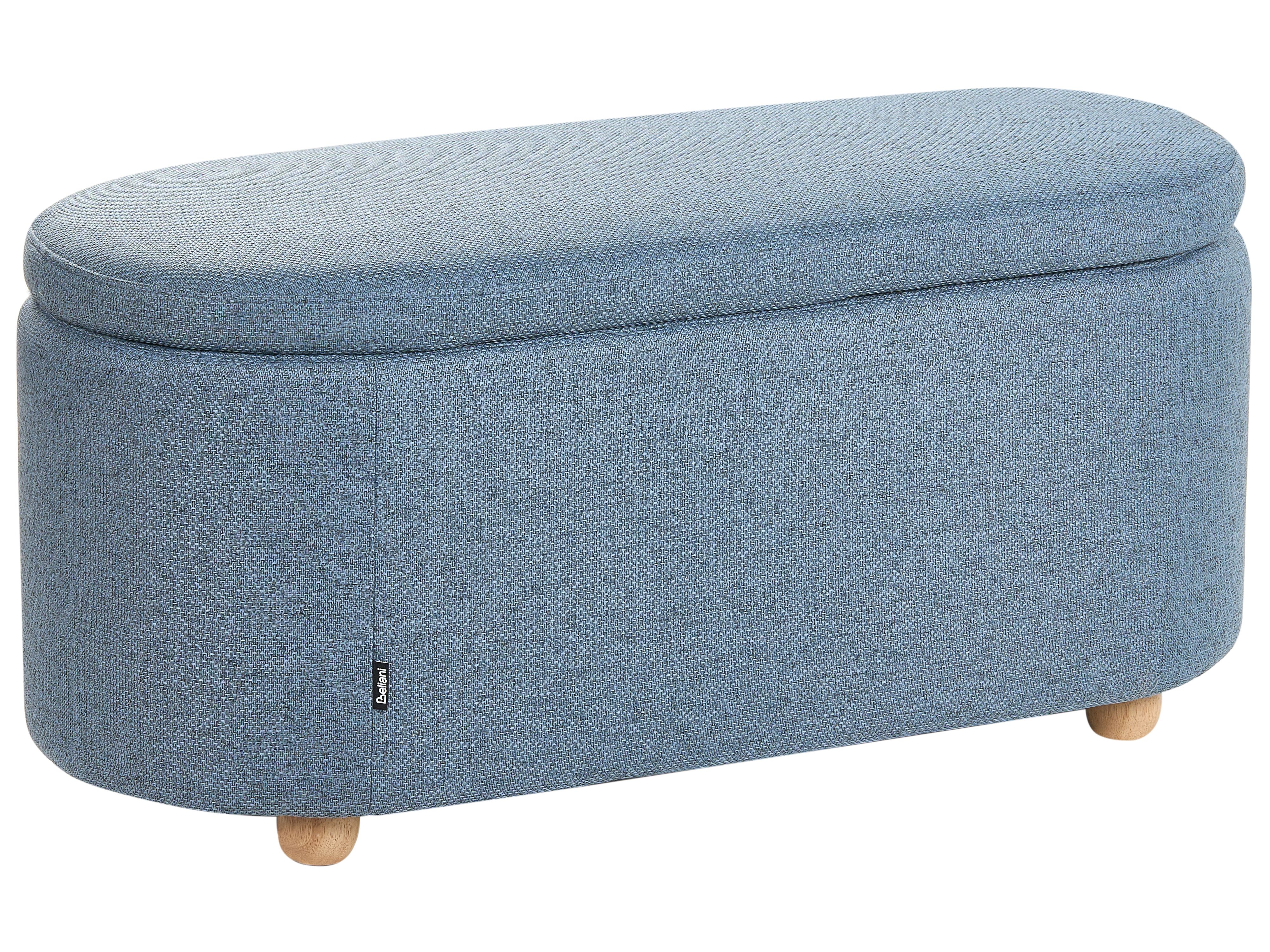 Upholstered Storage Bench HAYWARD Fabric 98 cm 44 cm Blue