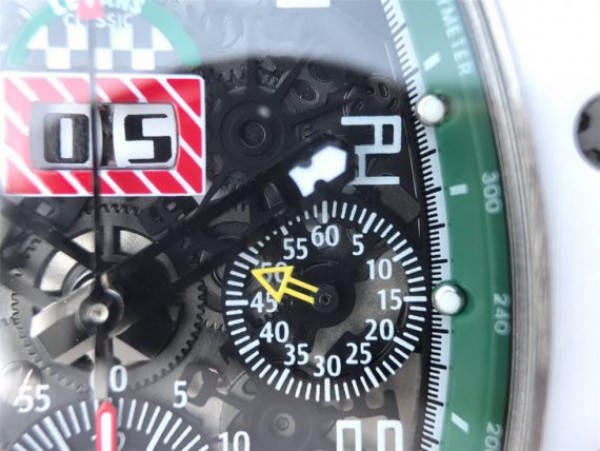 Replica Richard Mille RM011 White Ceramic Felipe Massa Green Inner Bezel White Rubber Strap A7750 - Top club