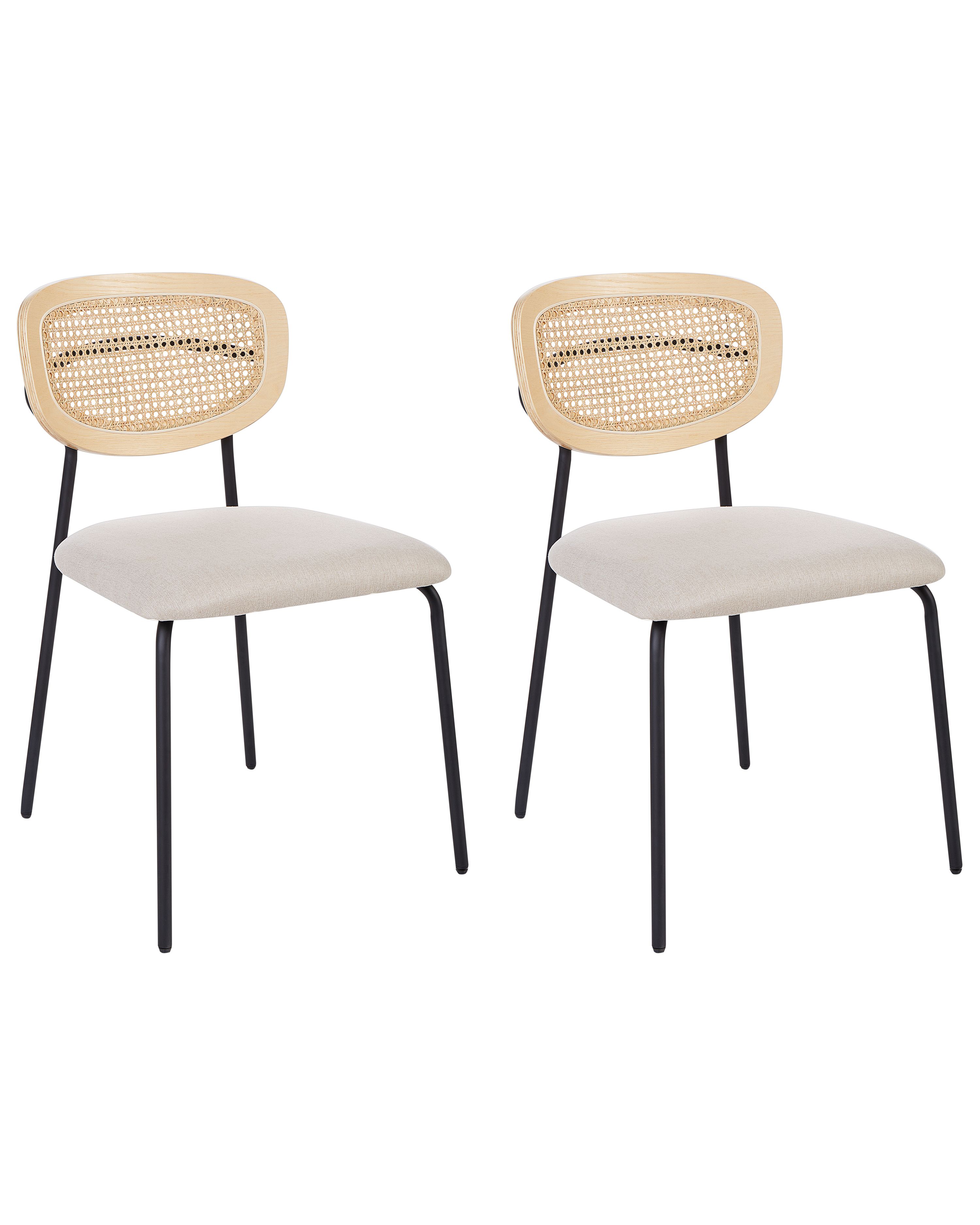 Set of 2 Dining Chairs MAYETTA Metal Light Beige