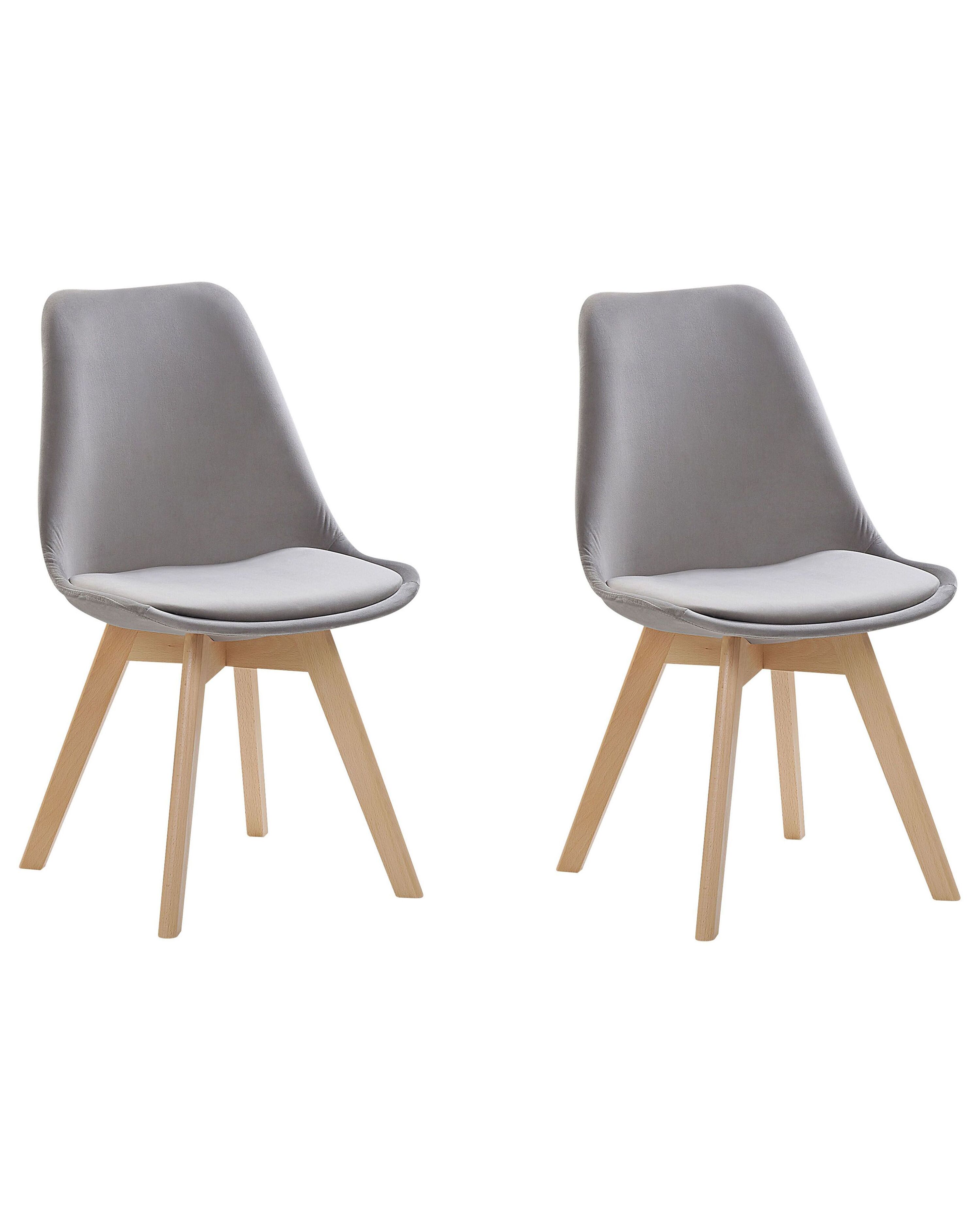 Set of 2 Dining Chairs DAKOTA II Velvet Grey