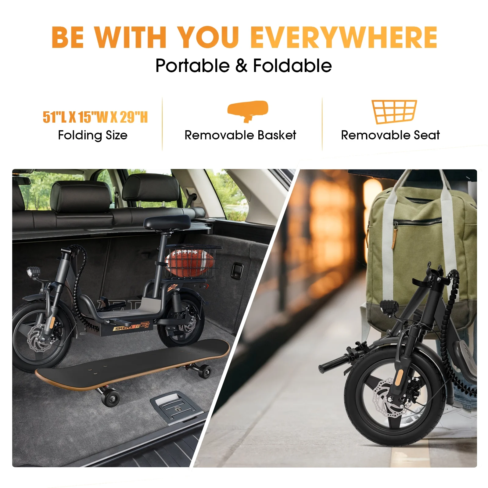 Skeri Electric Scooter with Seat for Adult and Basket, 14 Inch Tire Electric Scooter with Dual Shock Absorbers, 350W Motor with 25-Mile Range, Speed Up to 20 MPH (Gen 2.0) - Image 15