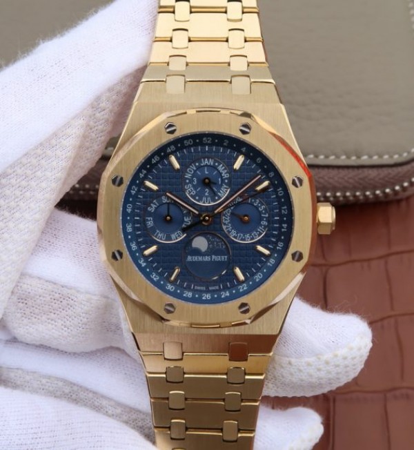Replica Audemars Piguet JF Royal Oak 41mm 26574 YG Blue Textured Dial A5134 - Top club