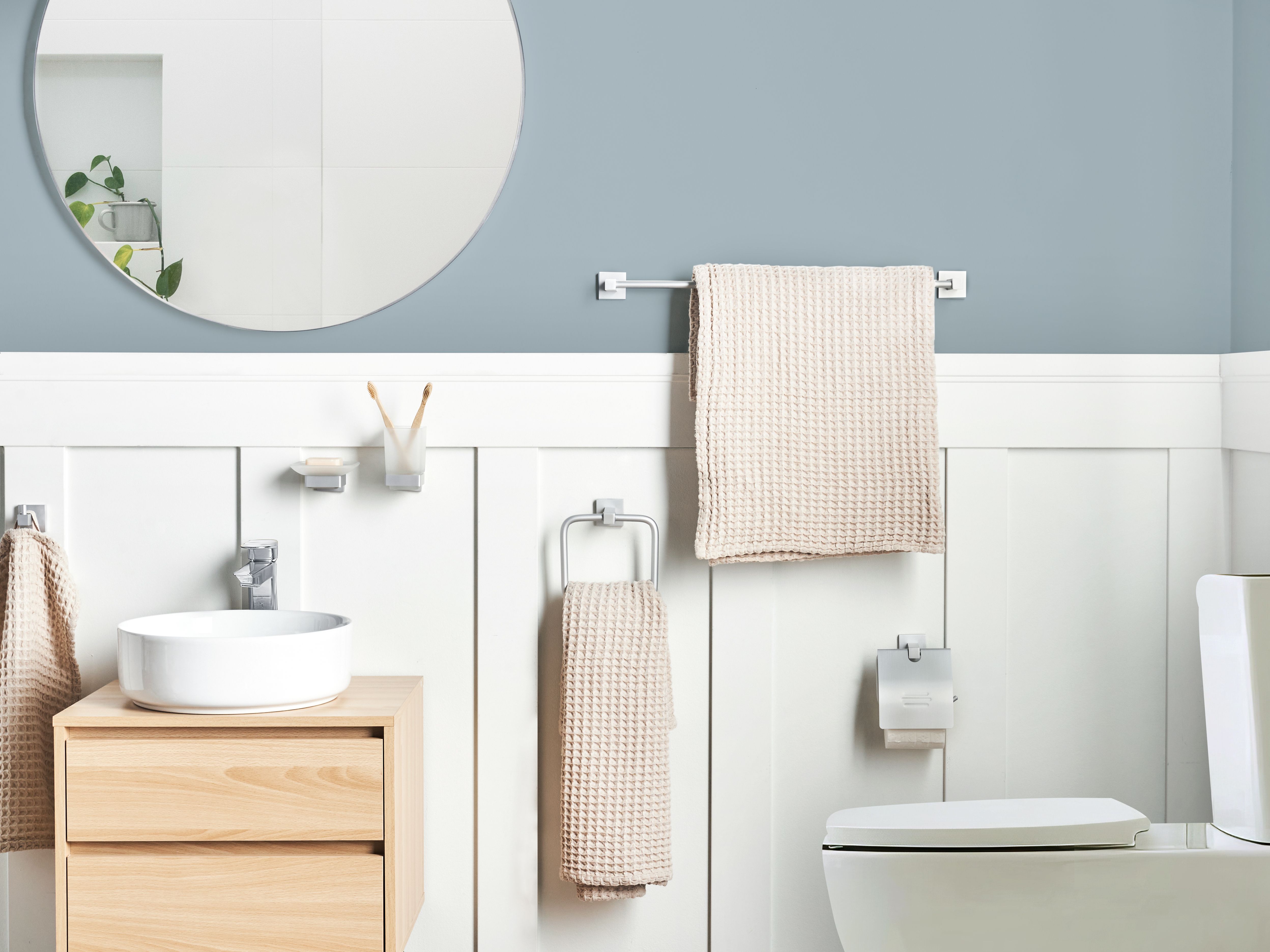 6-Piece Bathroom Hardware Set UVITA with Towel Bars and Hooks Silver