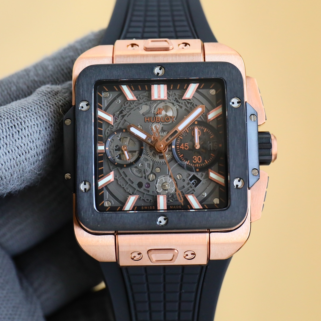 HUBLOT SQUARE BANG UNICO 45mm Rubber Strap(1:1 replica) - Top club