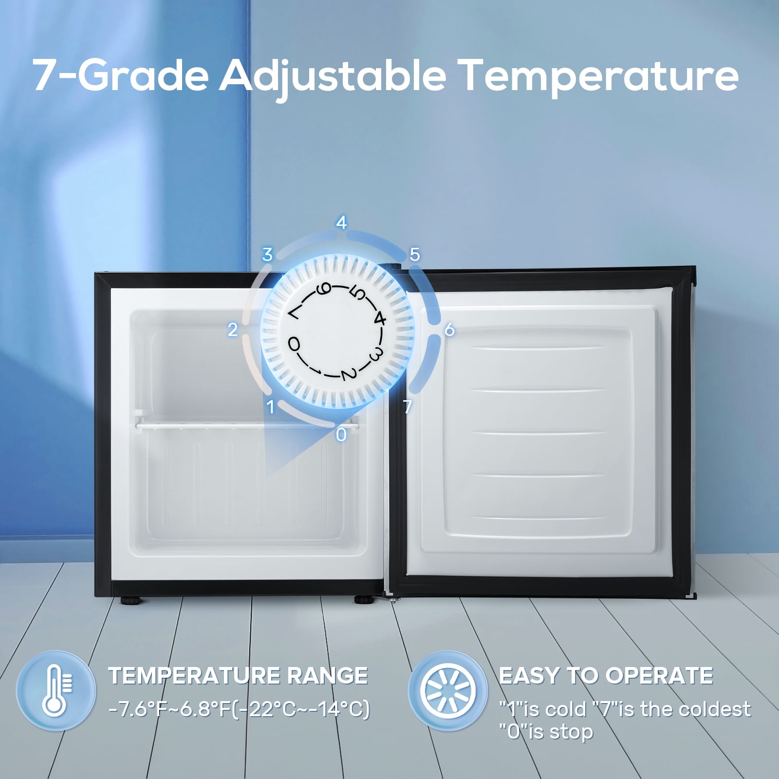 KNDKO Upright Freezer, 1.2cu.ft Mini Freezer with Adjustable Thermostat & Removable Shelves, Stand Up Freezer for Home/Office/Dorm, White - Image 11