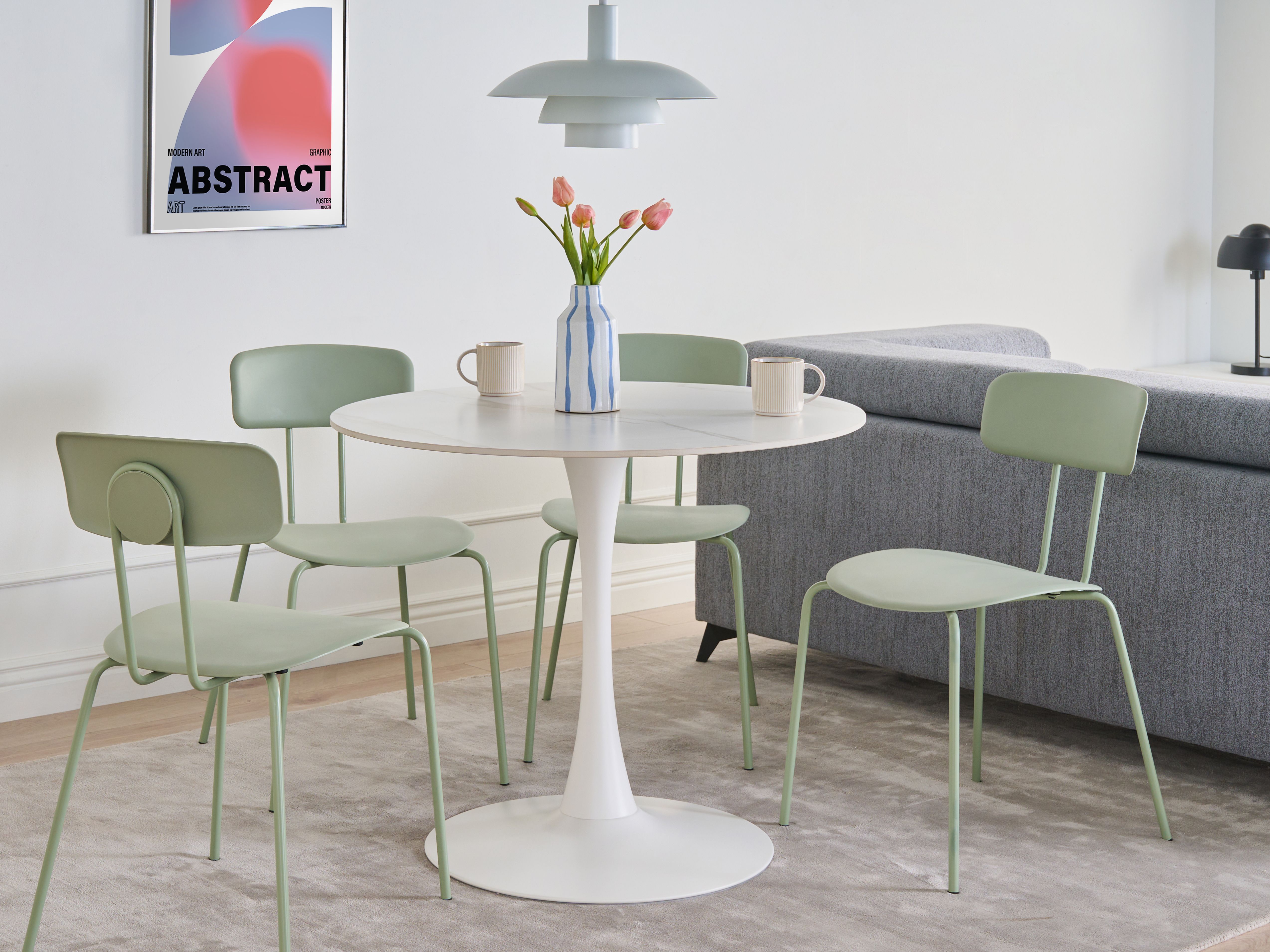 Dining Table BOCA White Marble 90 cm 90 cm Ceramic