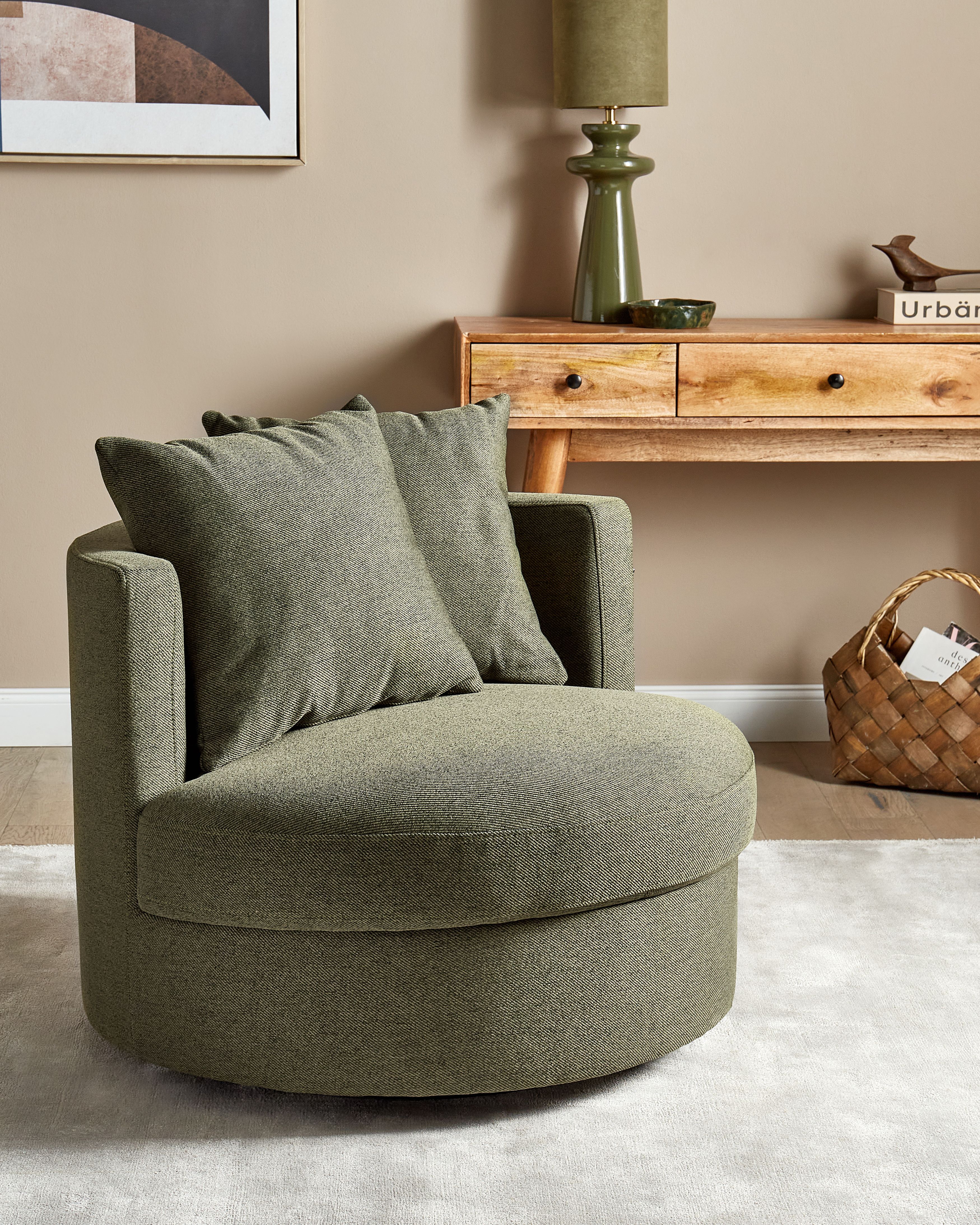 Swivel Armchair DALBY Fabric Dark Green