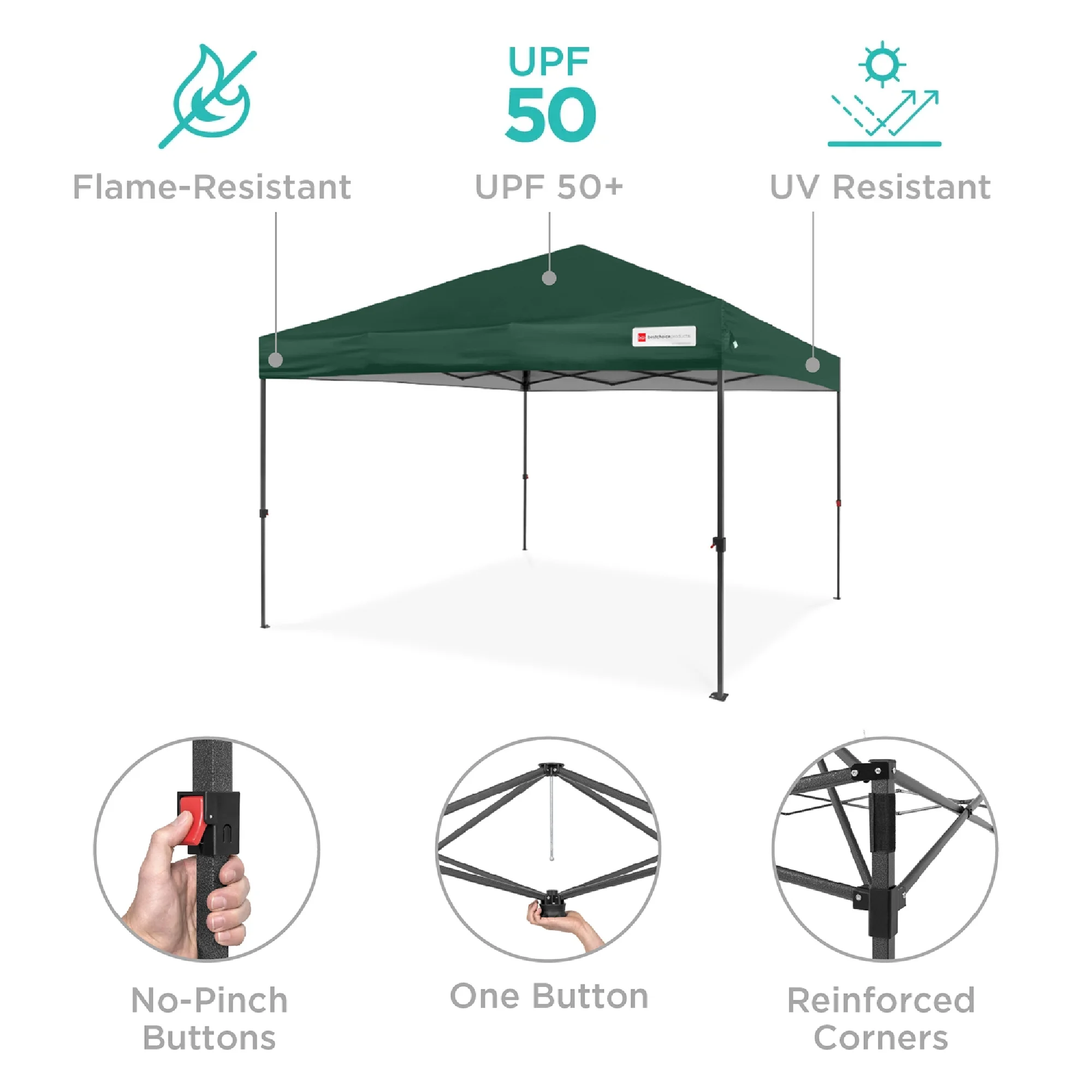 Best Choice Products 10x10ft Easy Setup Pop Up Canopy w/ 1-Button Setup, Wheeled Case, 4 Weight Bags - White - Image 86